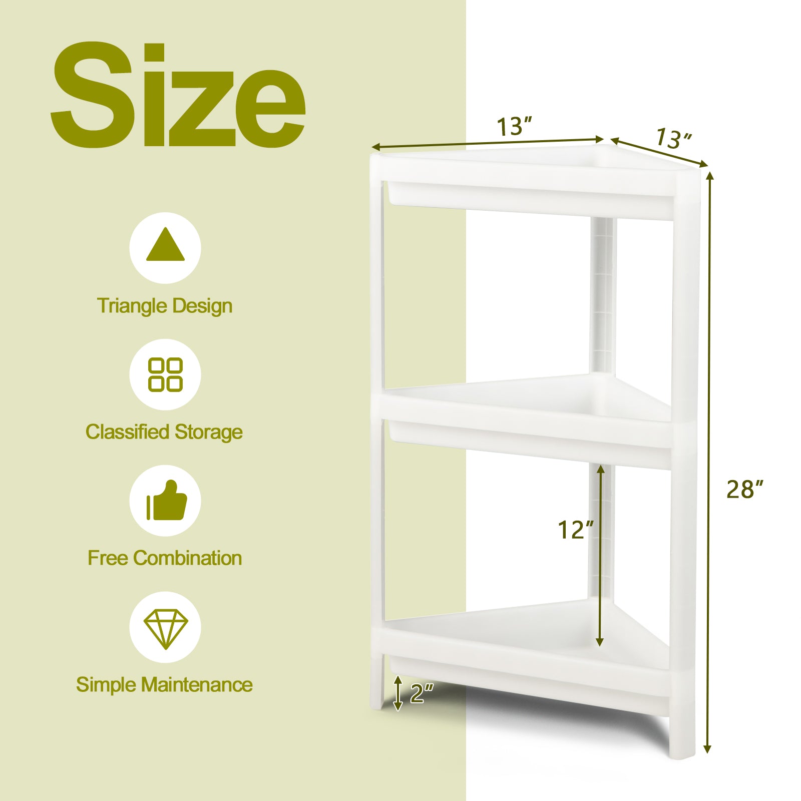 2 Pack 3-Tier Detachable Floor Corner Shower Shelf with Drainage Holes