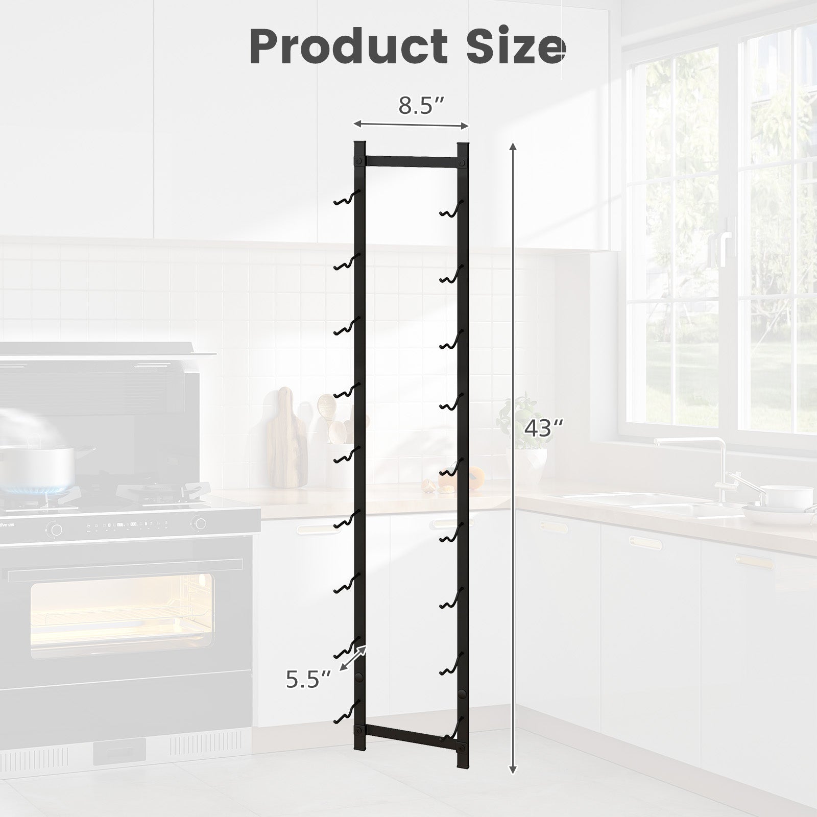 9-Bottle Rustproof Wall-Mounted Wine Rack