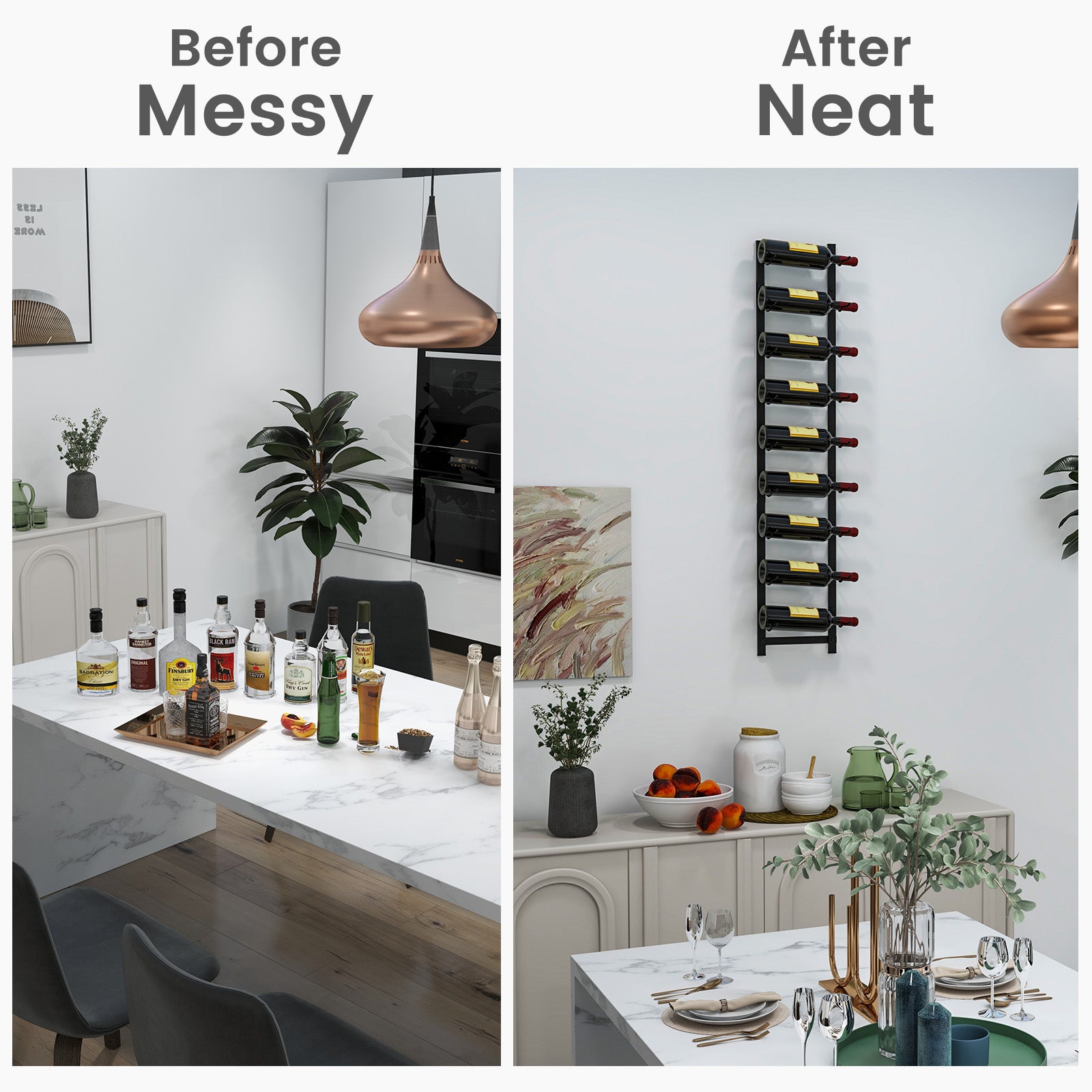 9-Bottle Rustproof Wall-Mounted Wine Rack