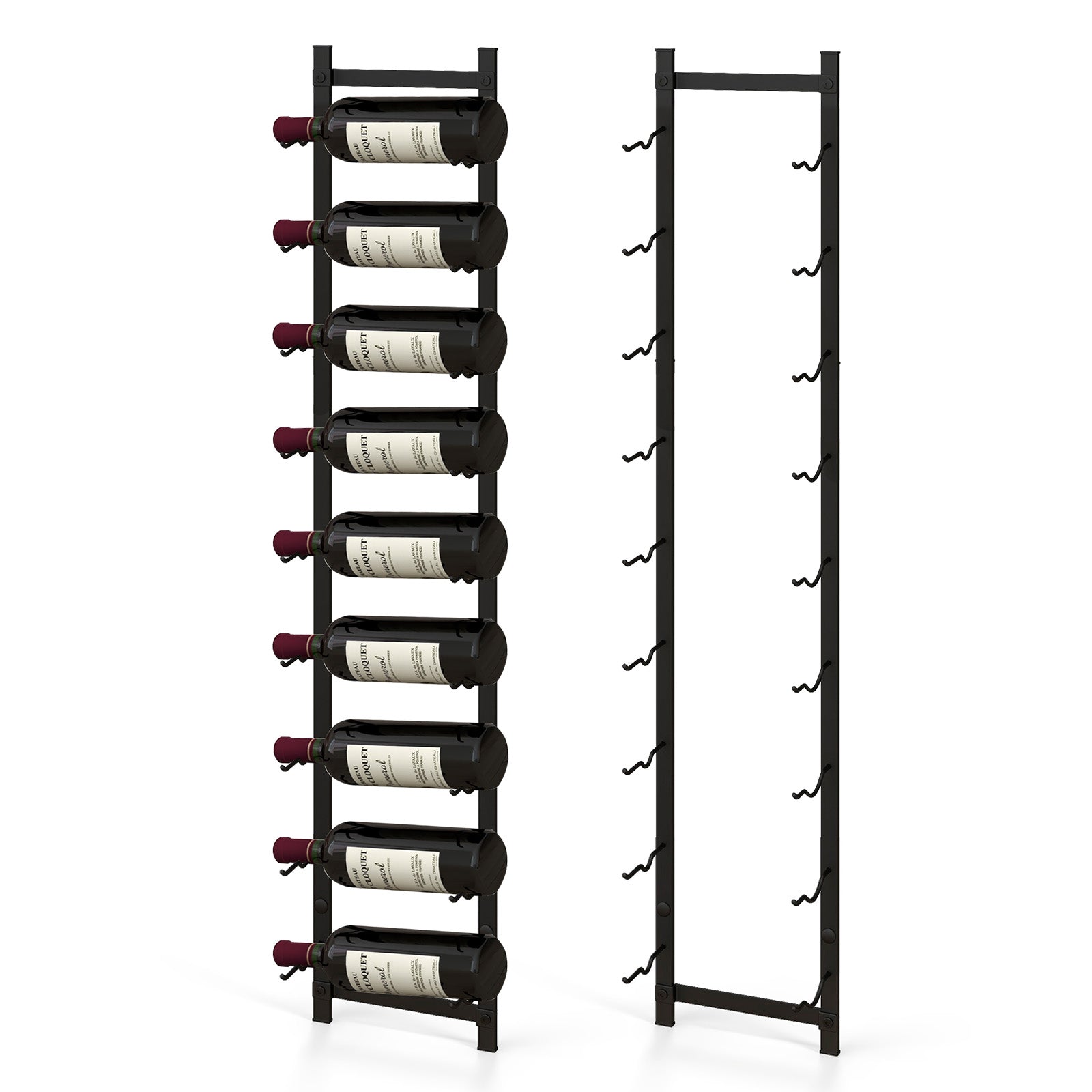 9-Bottle Rustproof Wall-Mounted Wine Rack