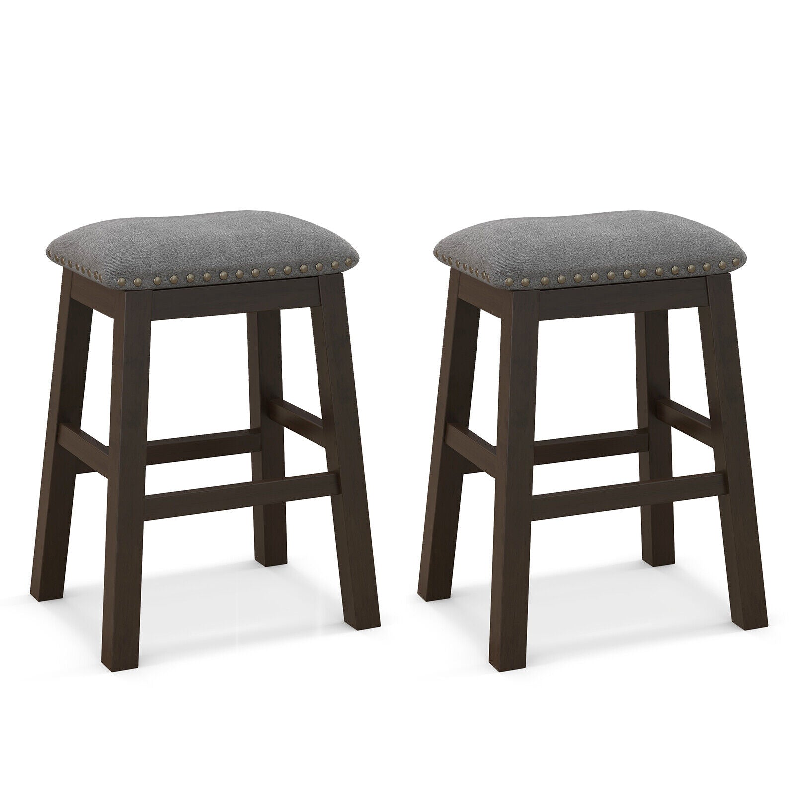 SUGIFT 2 Piece 24.5 Inch Counter Height Bar Stool Set with Padded Seat