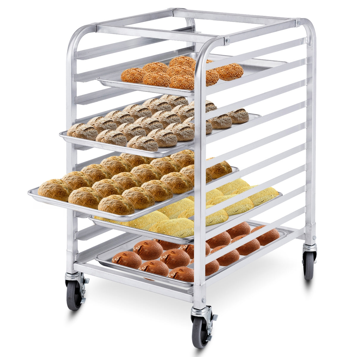 SUGIFT 10 Sheets Aluminum Rolling Bakery Pan Rack