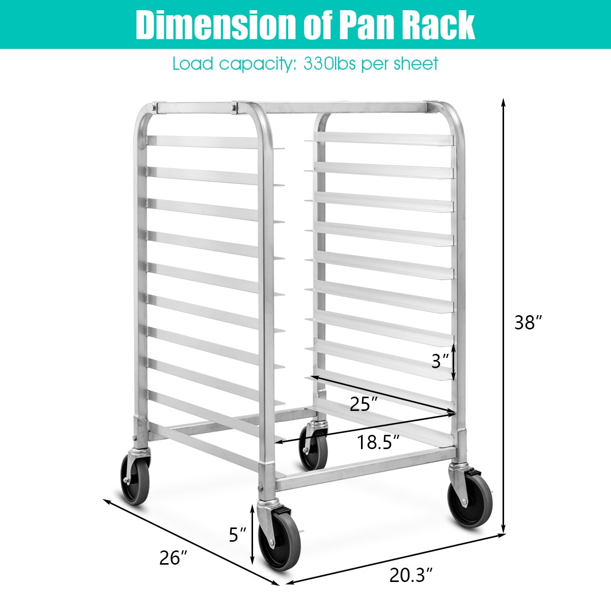 SUGIFT 10 Sheets Aluminum Rolling Bakery Pan Rack
