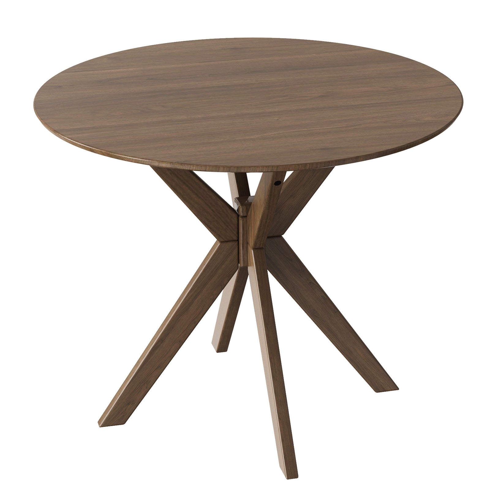 SUGIFT 36 Inch Round Wood Dining Table with Intersecting Pedestal Base