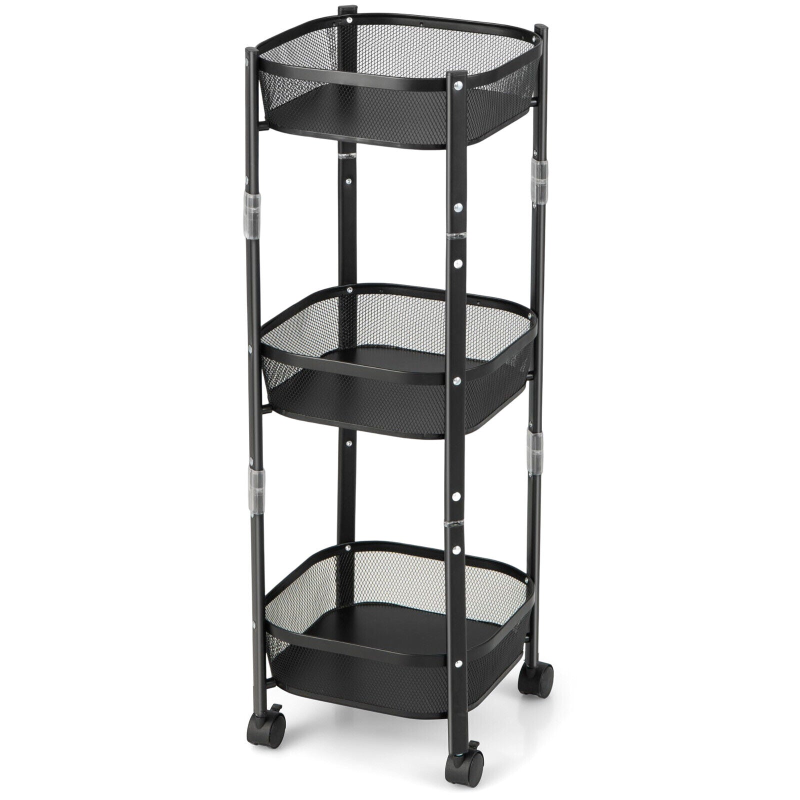 SUGIFT Square 3-Tier Rotating 1-Second folding Storage Rack Metal