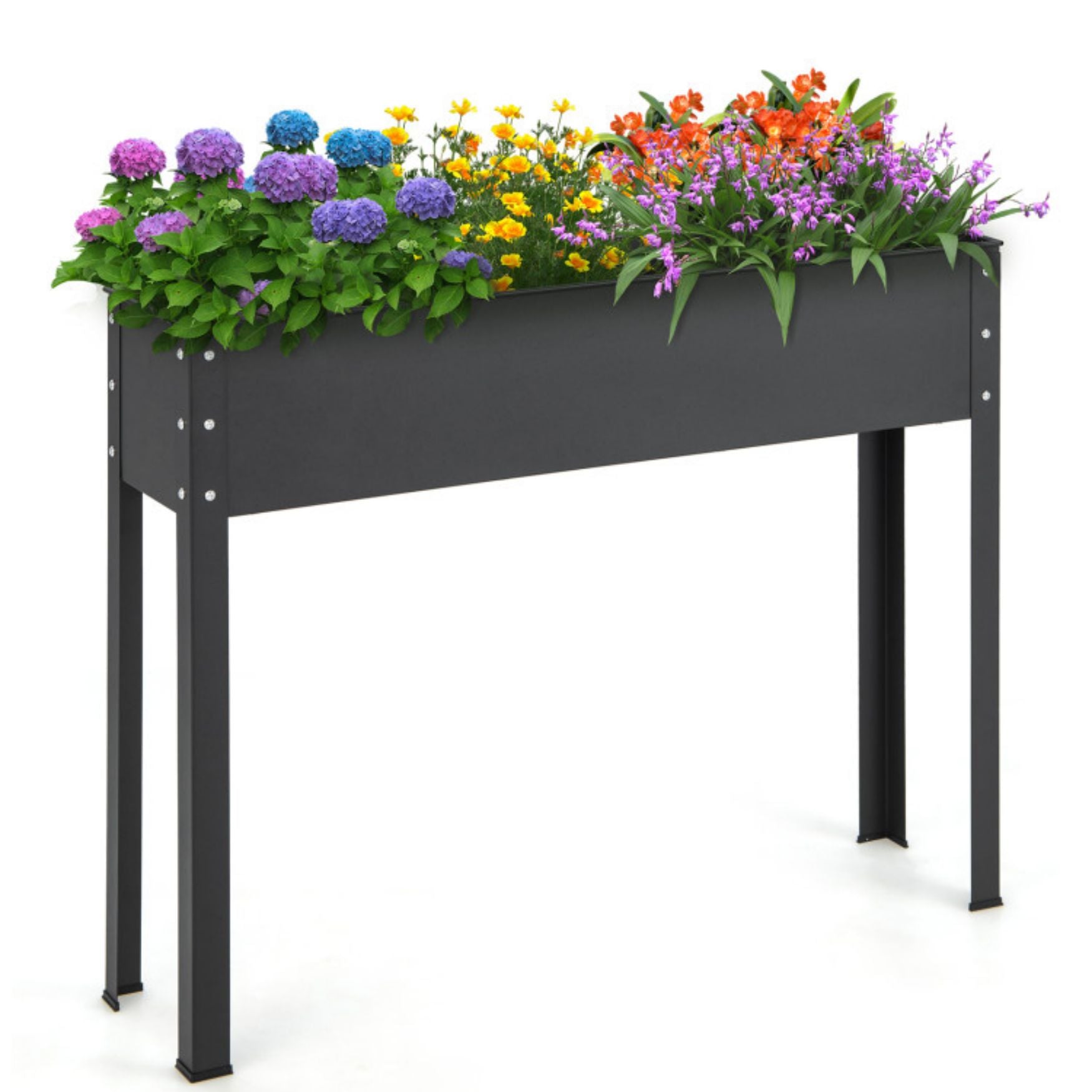 SUGIFT Metal Raised Garden Bed with Legs and Drainage Hole for Vegetable Flower