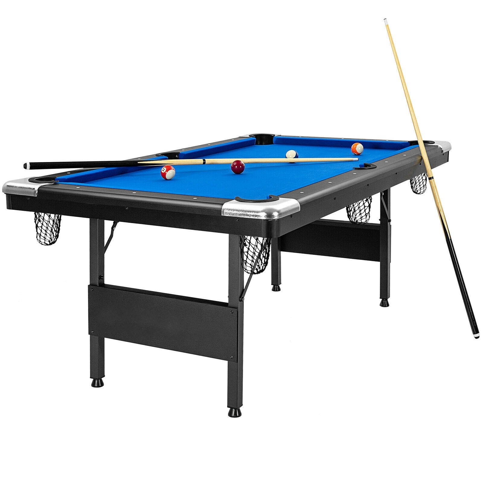 SUGIFT 6 Feet Foldable Billiard Pool Table with Complete Set of Balls
