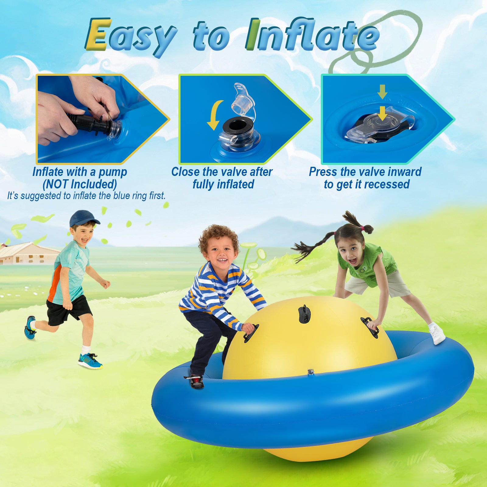 7.5 Foot Giant Inflatable Dome Rocker Bouncer with 6 Built-in Handles for Kids