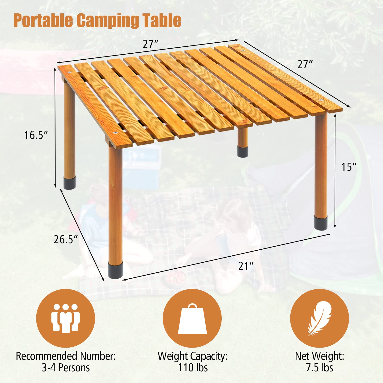 Folding Outdoor Camping Table with Carrying Bag for Picnics and Party