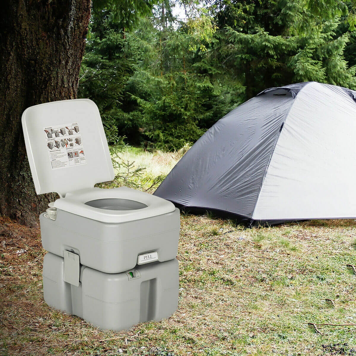 5.3 Gallon Portable Toilet with Waste Tank and Built-in Rotating Spout