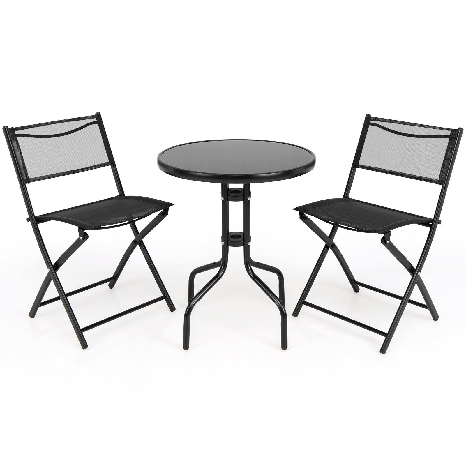 SUGIFT 3 Pieces Folding Bistro Table Chairs Set for Indoor and Outdoor