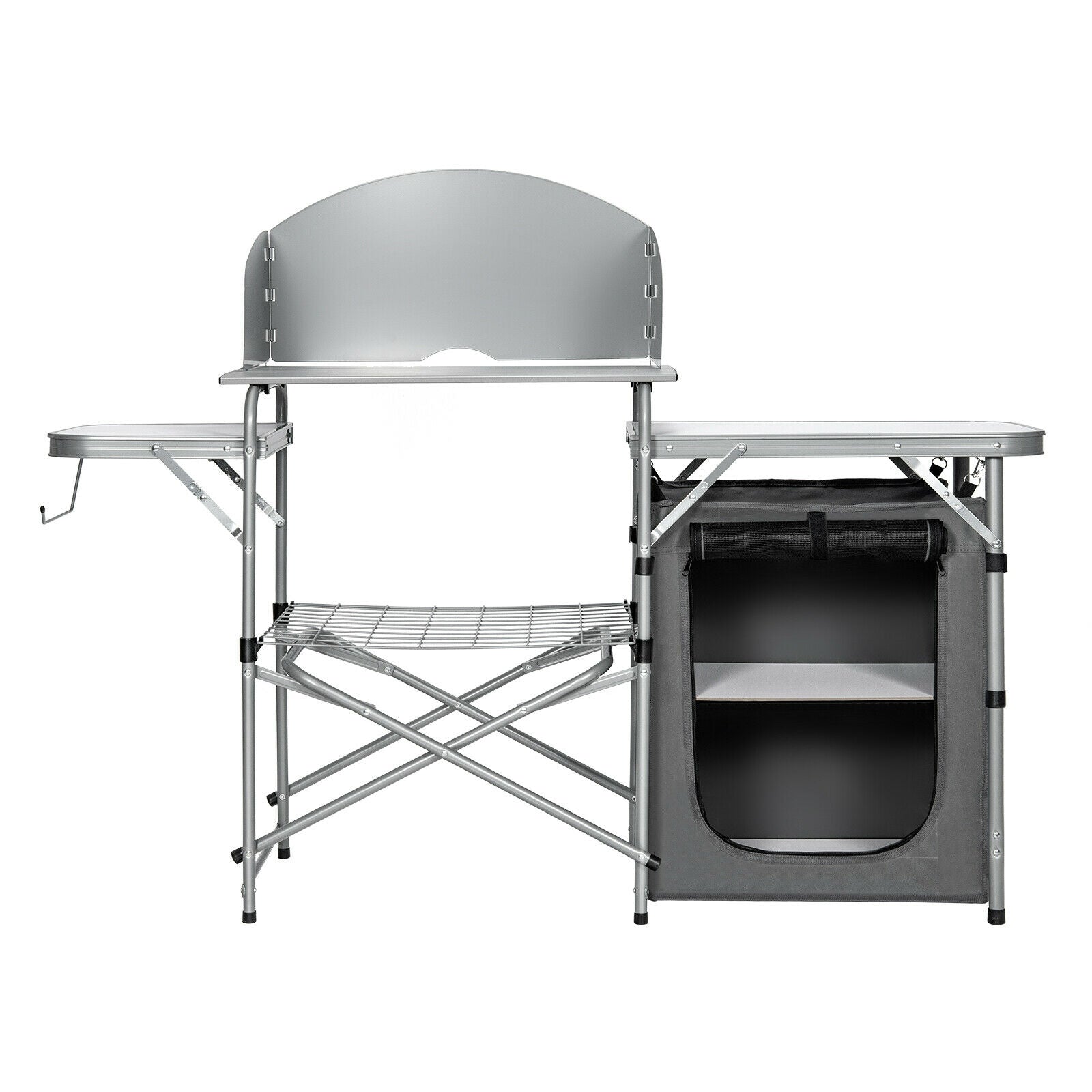 SUGIFT Foldable Outdoor BBQ Portable Grilling Table with Windscreen Bag