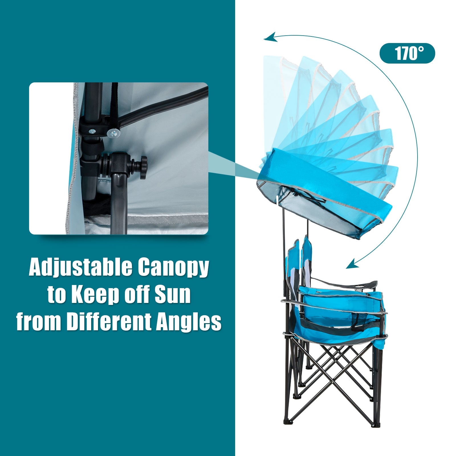Portable Folding Camping Canopy Chairs with Cup Holder