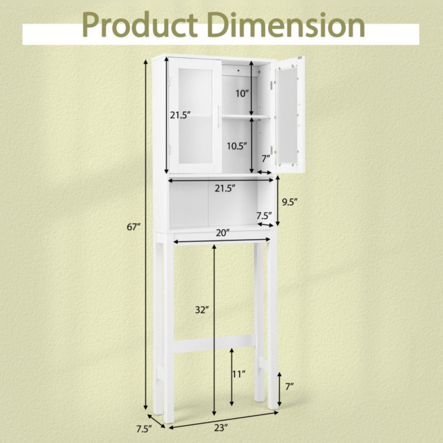 SUGIFT Over the Toilet Bathroom Storage Cabinet with Adjustable Shelf