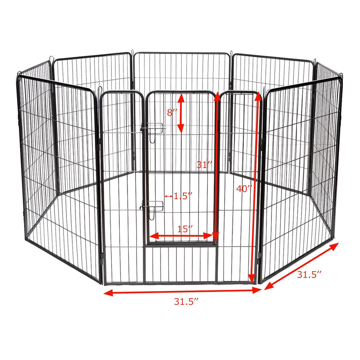 SUGIFT 8 Metal Panel Heavy Duty Pet Playpen Dog Fence with Door