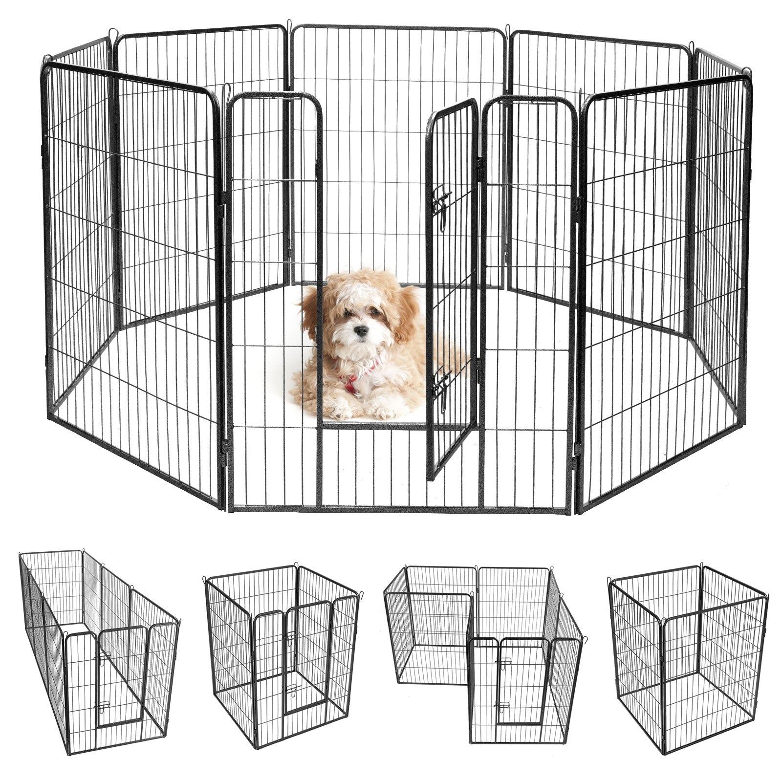 SUGIFT 8 Metal Panel Heavy Duty Pet Playpen Dog Fence with Door