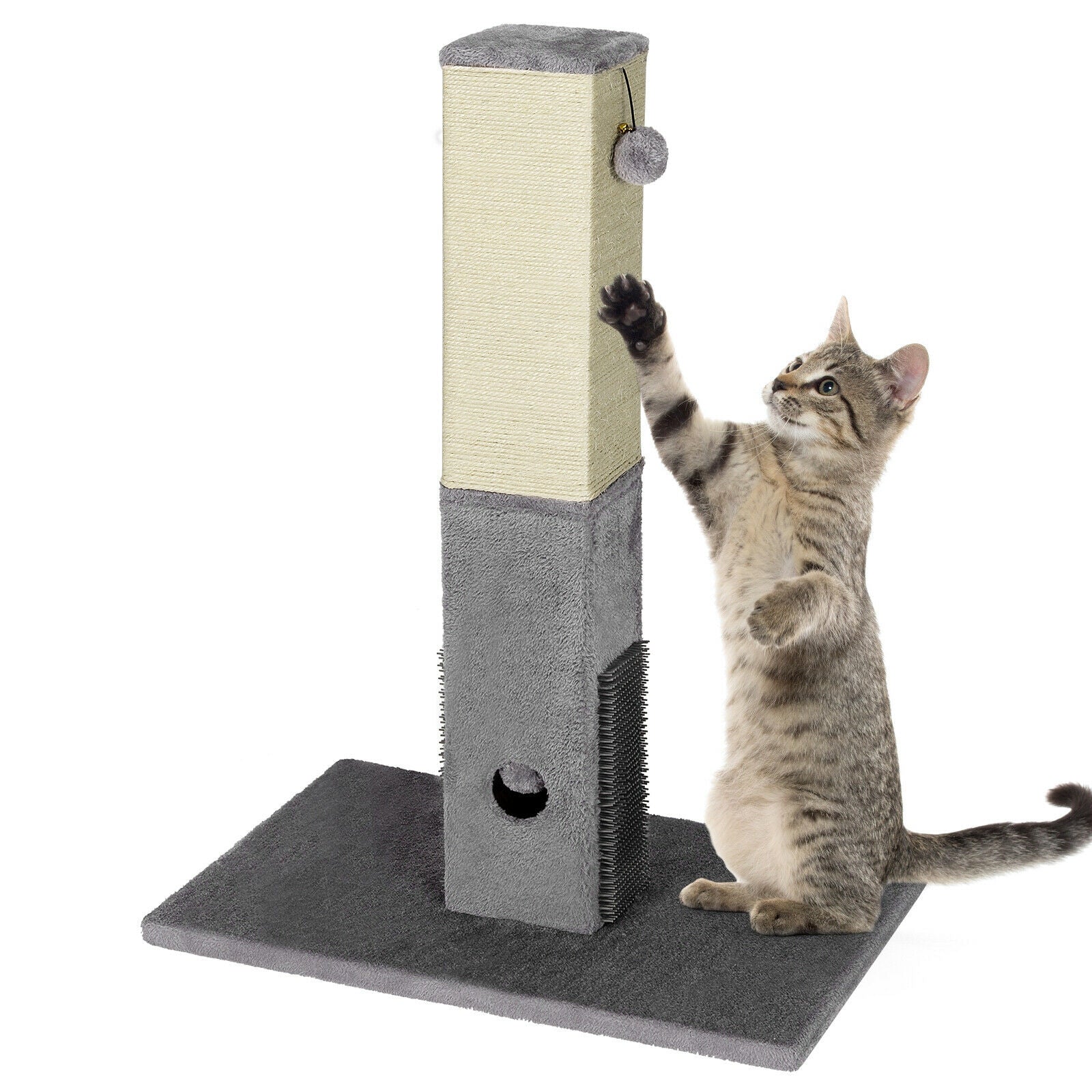 SUGIFT 31 Inch Tall Cat Scratching Post Claw Scratcher with Sisal Rope and 2 plush Ball