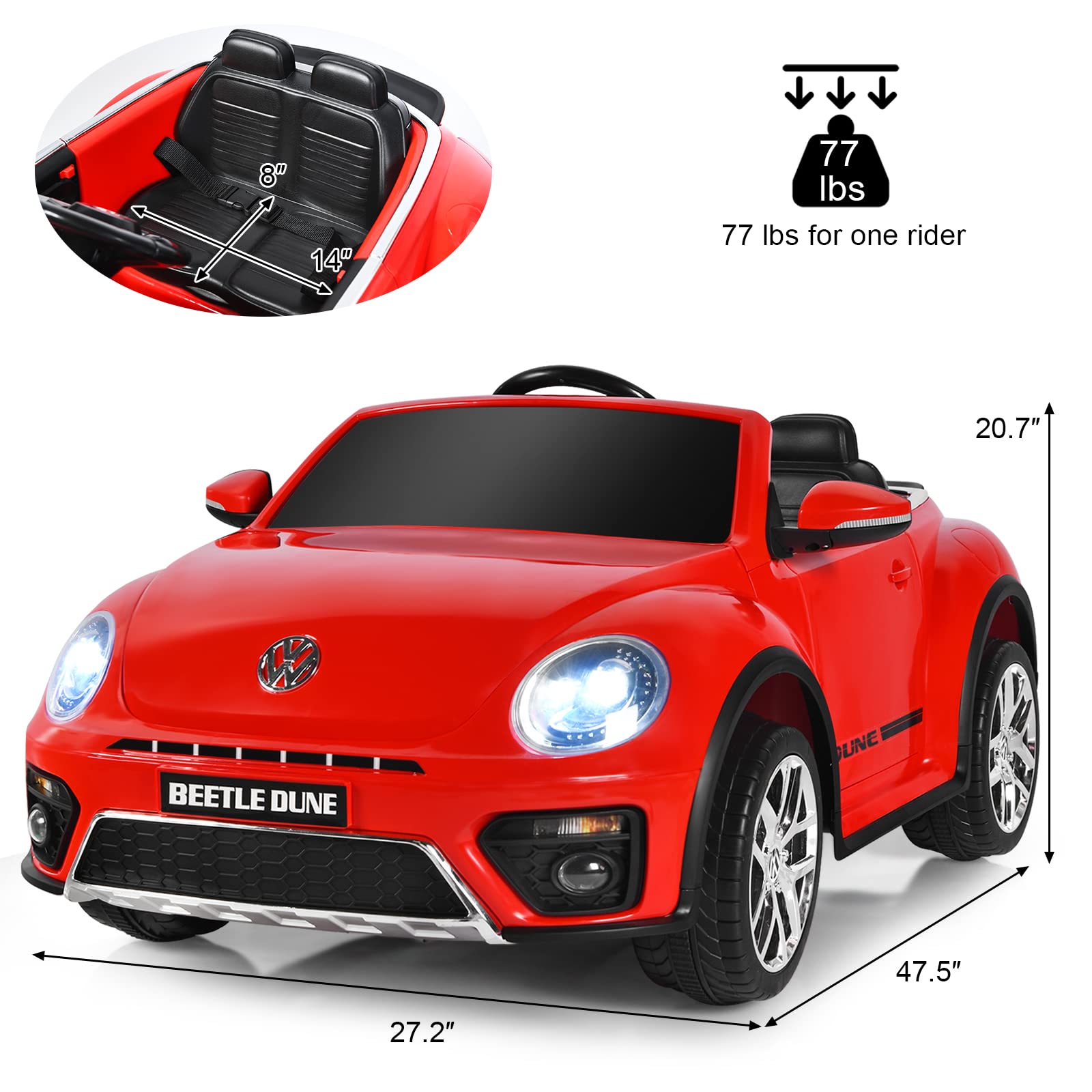 Volkswagen Beetle Kids Electric Ride On Car with Remote Control