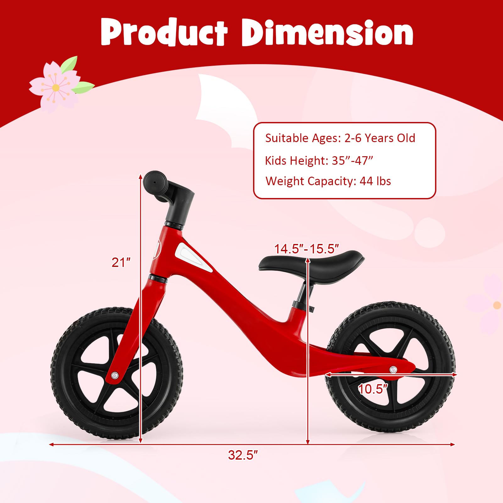 SUGIFT Kids Balance Bike with Rotatable Handlebar and Adjustable Seat Height