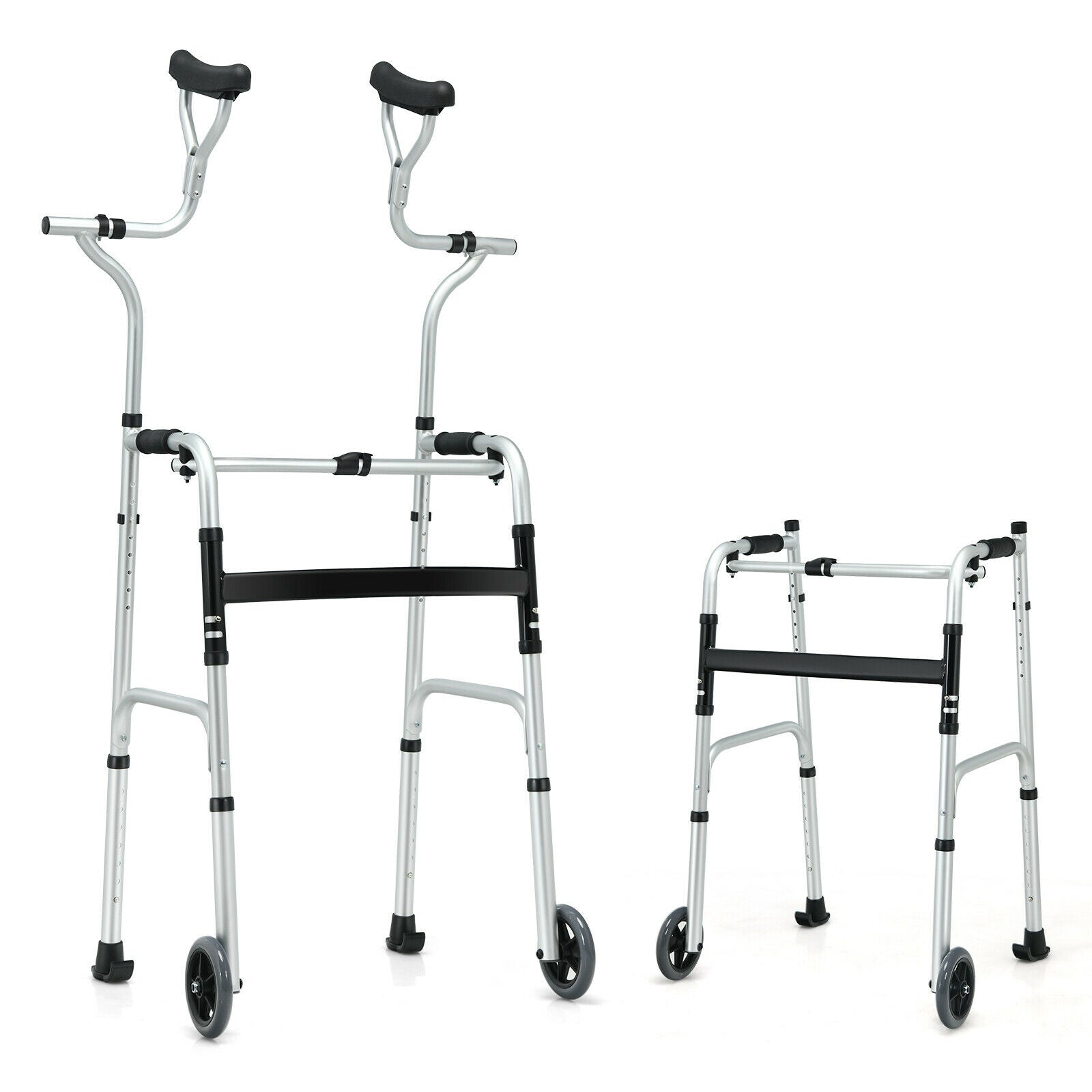 Foldable Rehabilitation Auxiliary Walker with 5 Inch Wheels