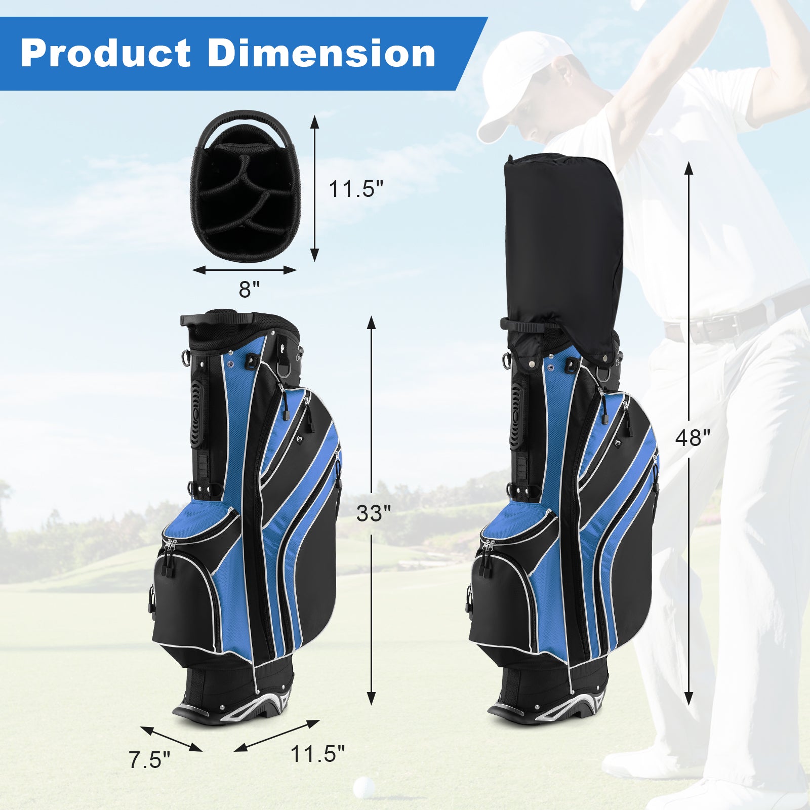 4 Wheel Golf Push Cart with Brake Scoreboard Adjustable Handle, Black
