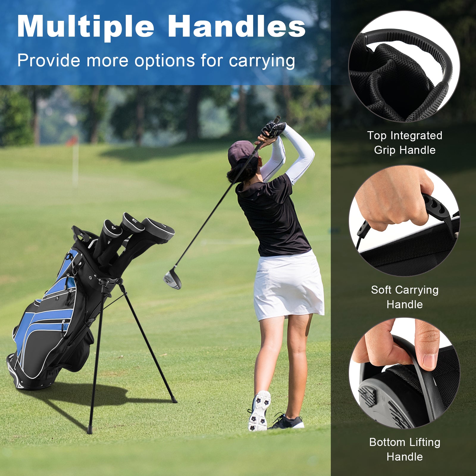 4 Wheel Golf Push Cart with Brake Scoreboard Adjustable Handle, Black