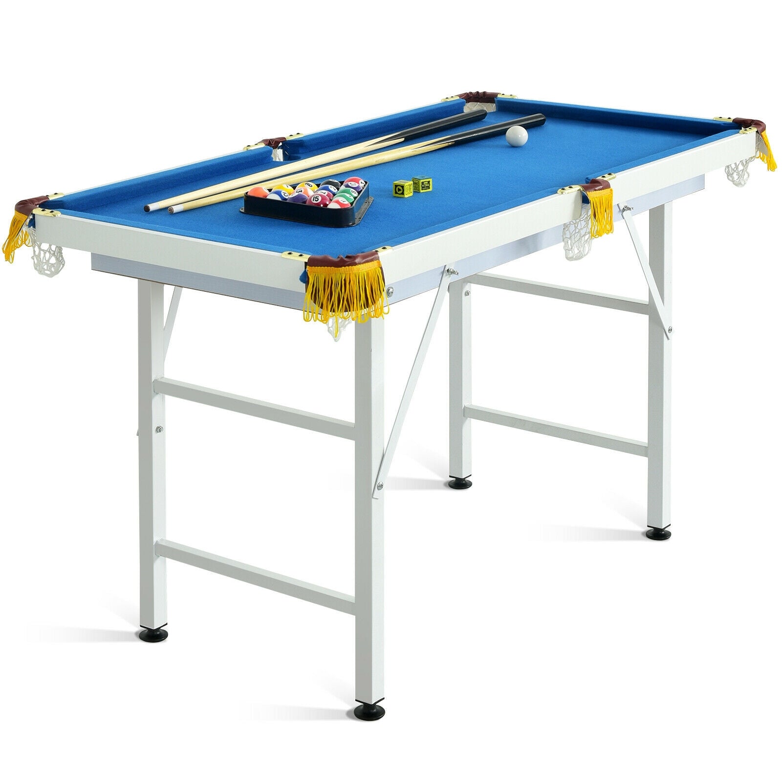 SUGIFT 47 Inch Folding Billiard Table with Cues and Brush Chalk