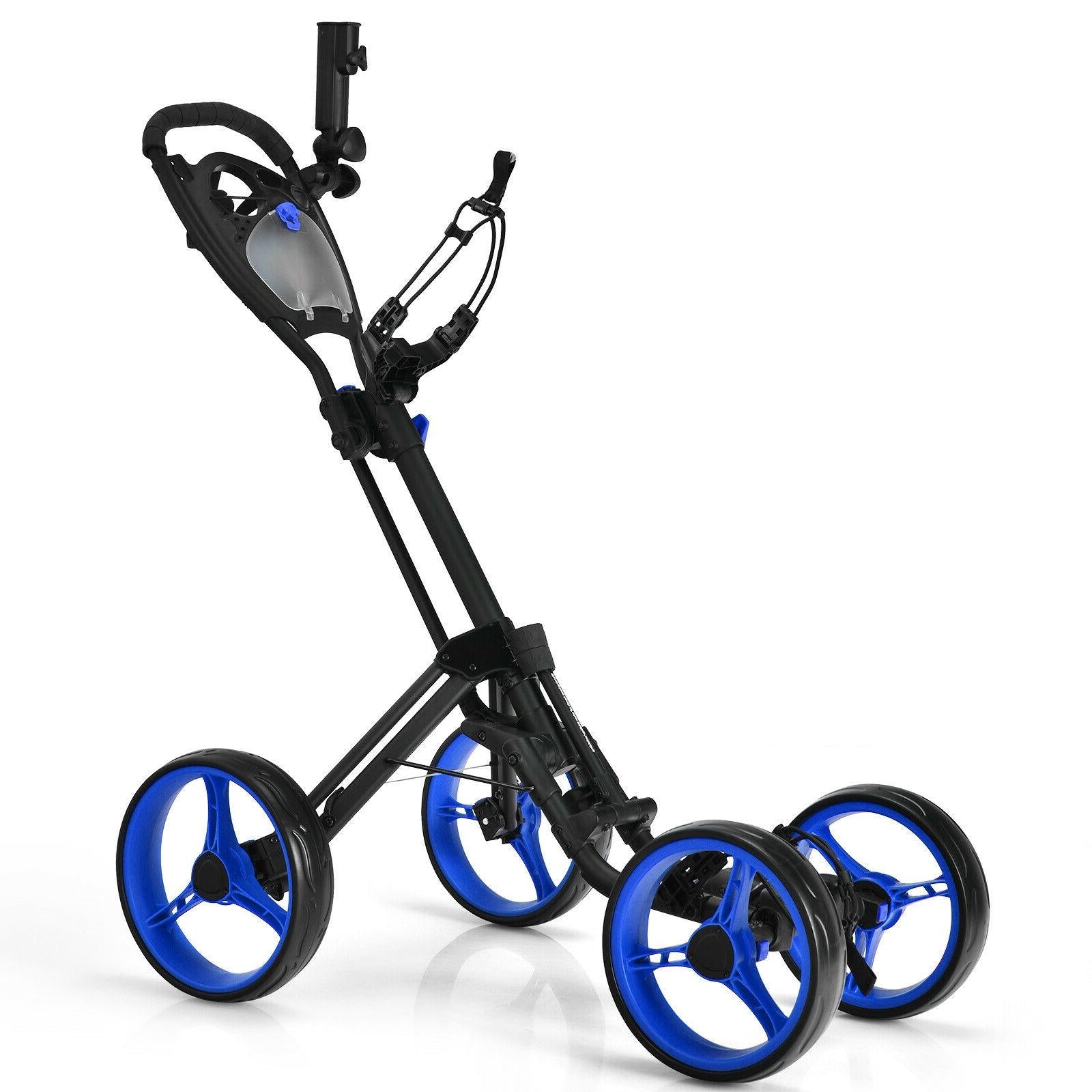 4 Wheel Golf Push Cart with Brake Scoreboard Adjustable Handle