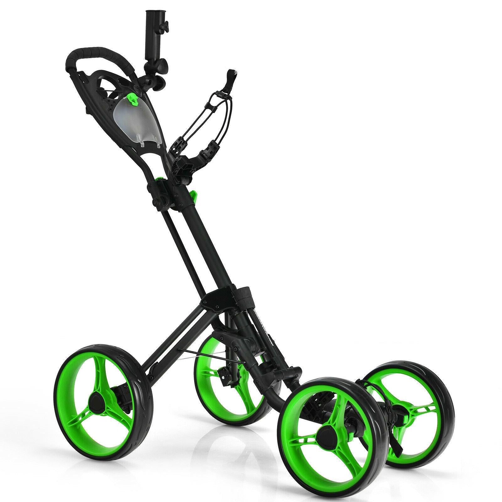 4 Wheel Golf Push Cart with Brake Scoreboard Adjustable Handle