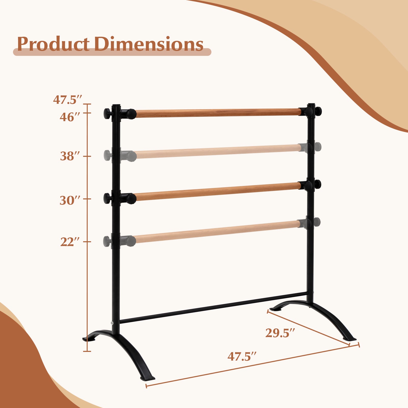 SUGIFT 4 Foot Portable? Freestanding Double Ballet Barre