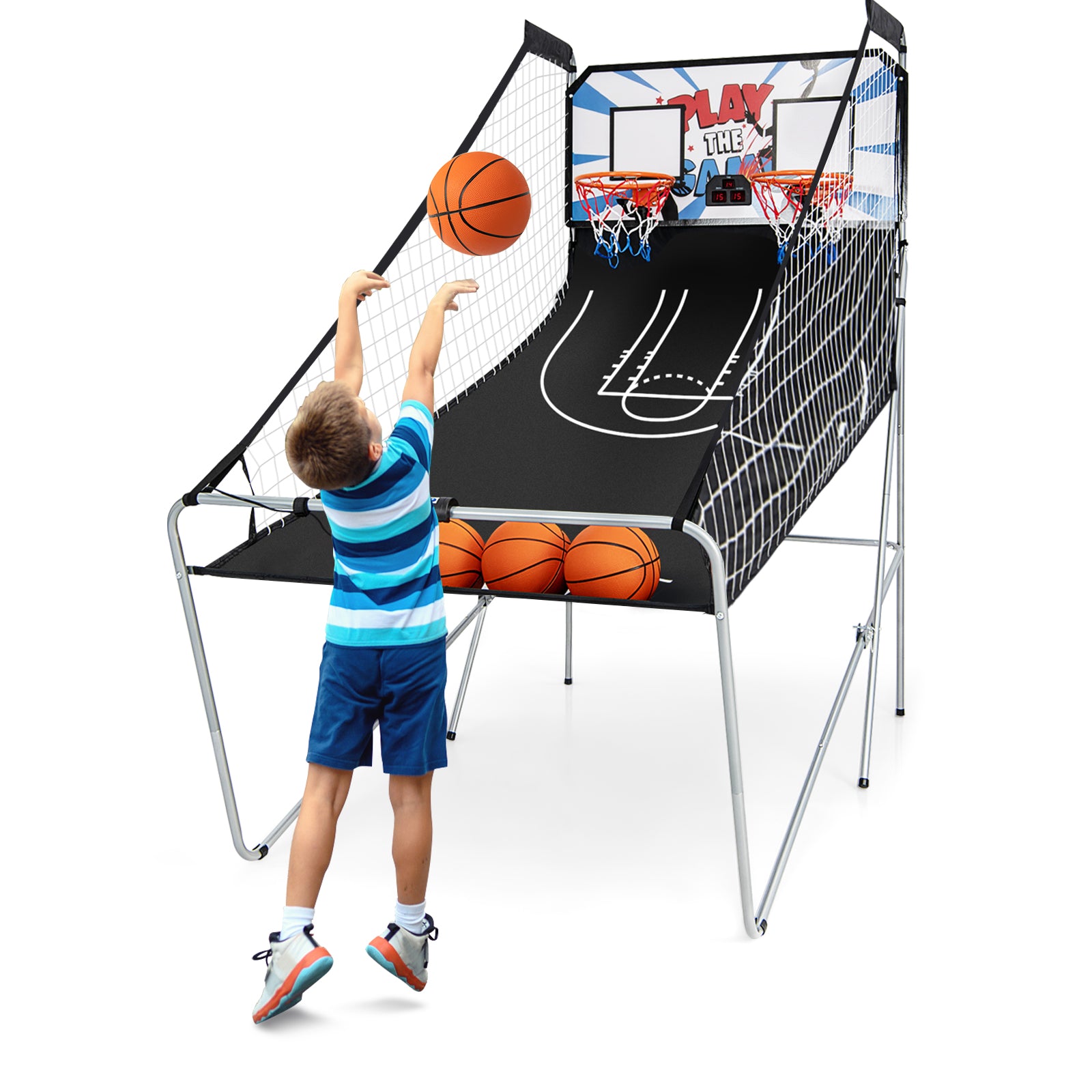 SUGIFT Foldable Dual Shot Basketball Arcade Game with Electronic Scoring System