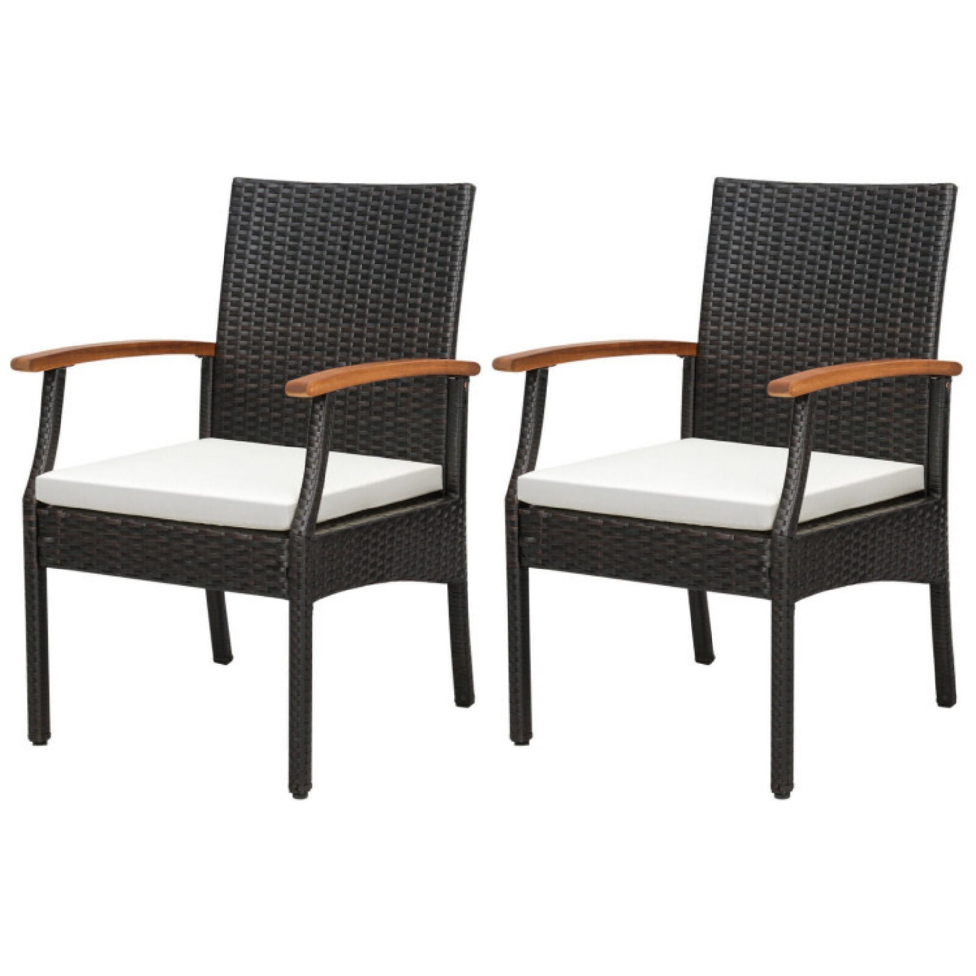 SUGIFT Set of 2 Patio Dining Chair with Soft Zippered Cushion