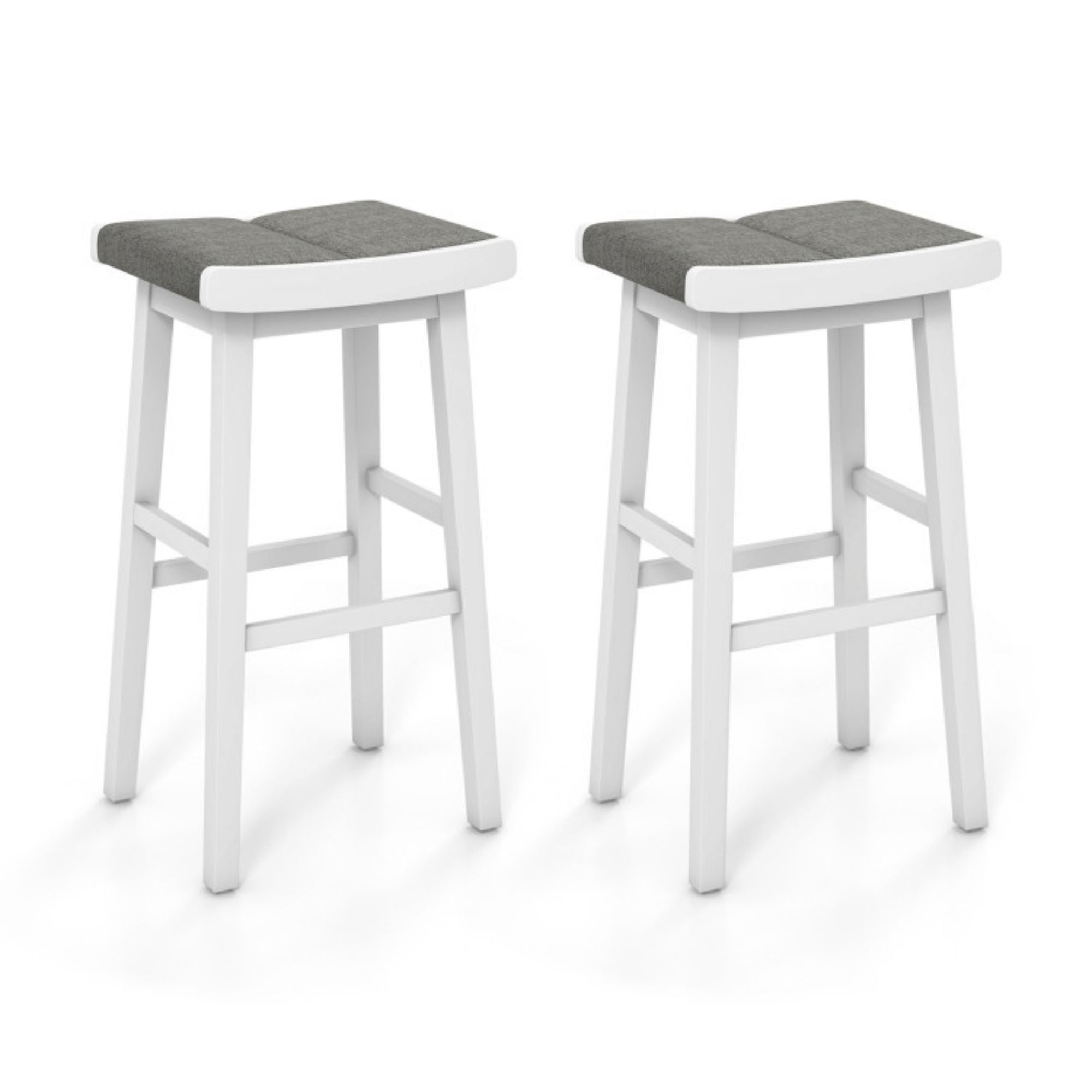 SUGIFT 2 Pieces 31.5 Inch Upholstered Saddle Barstools with Padded Cushions