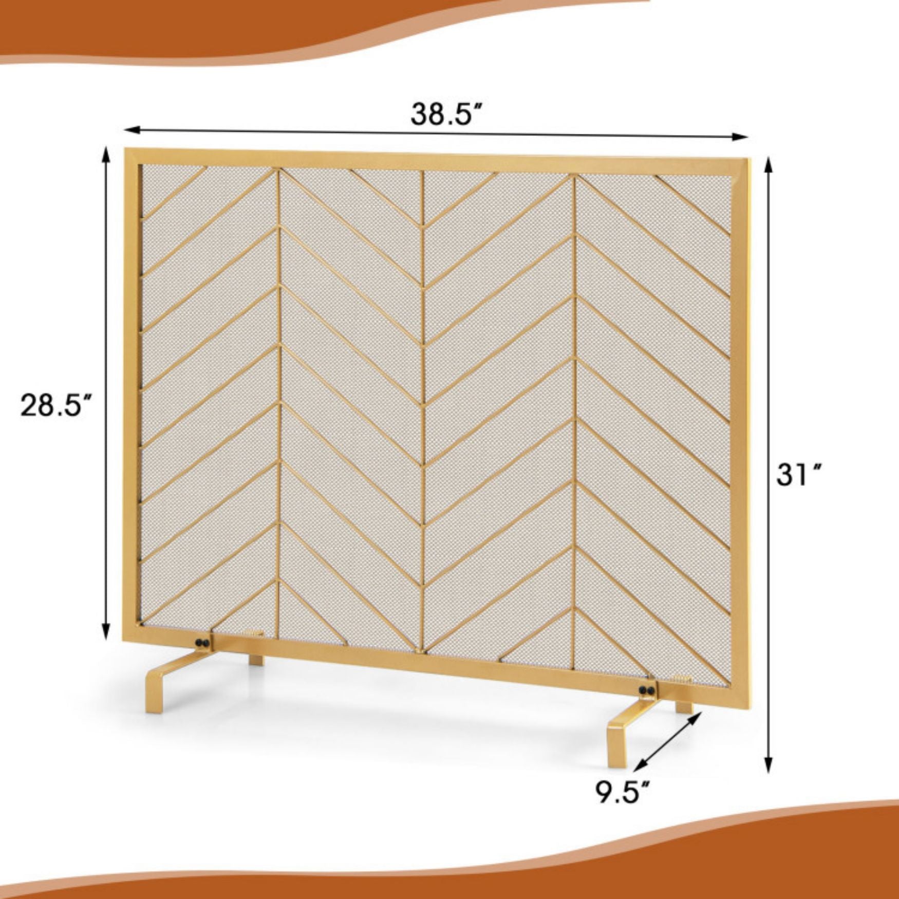 SUGIFT 38 x 31 Inch Single Panel Fireplace Screen