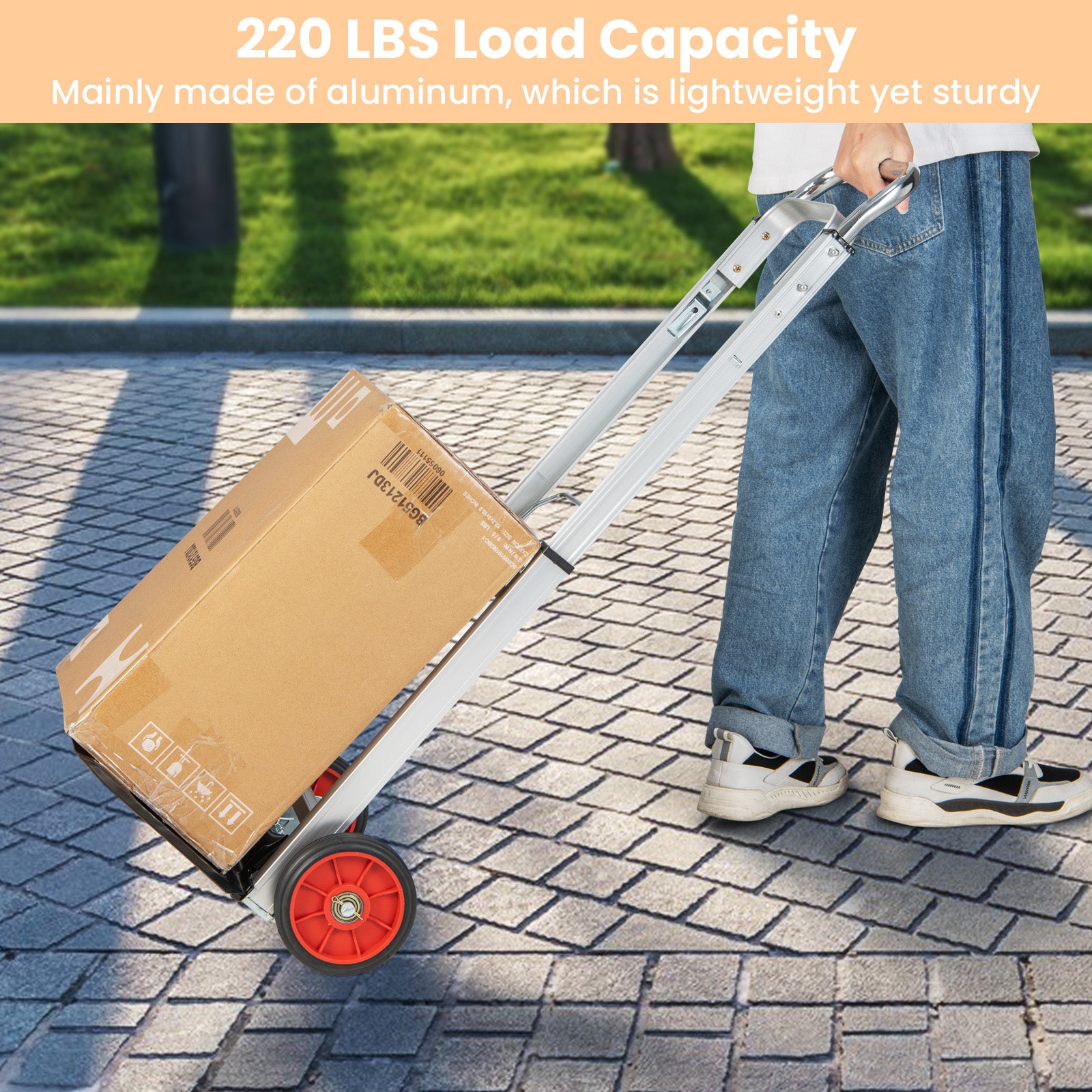 SUGIFT Portable Folding Hand Truck with Telescopic Handle and Wheels