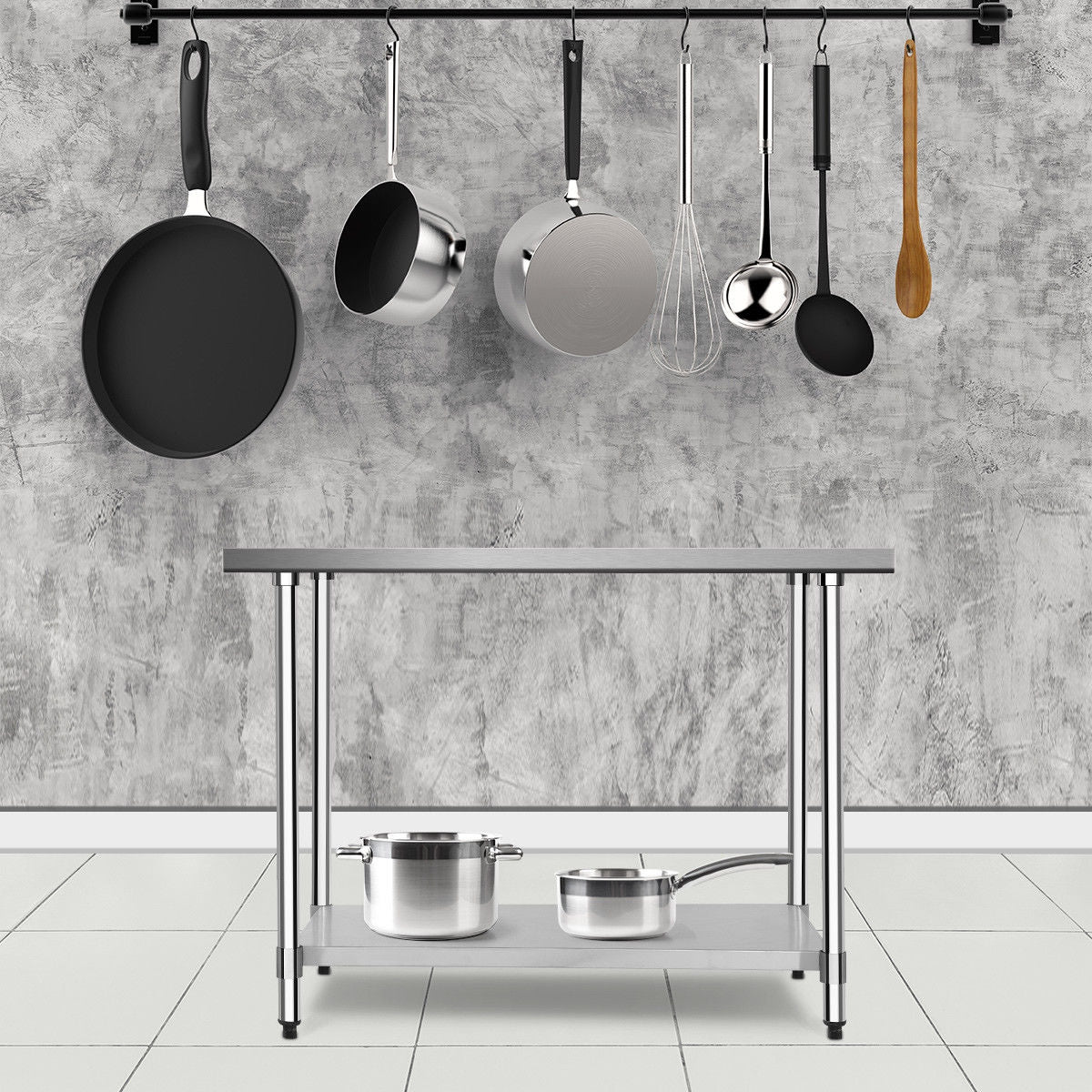 SUGIFT 30 x 48 Inch Stainless Steel Table Commercial Kitchen Worktable