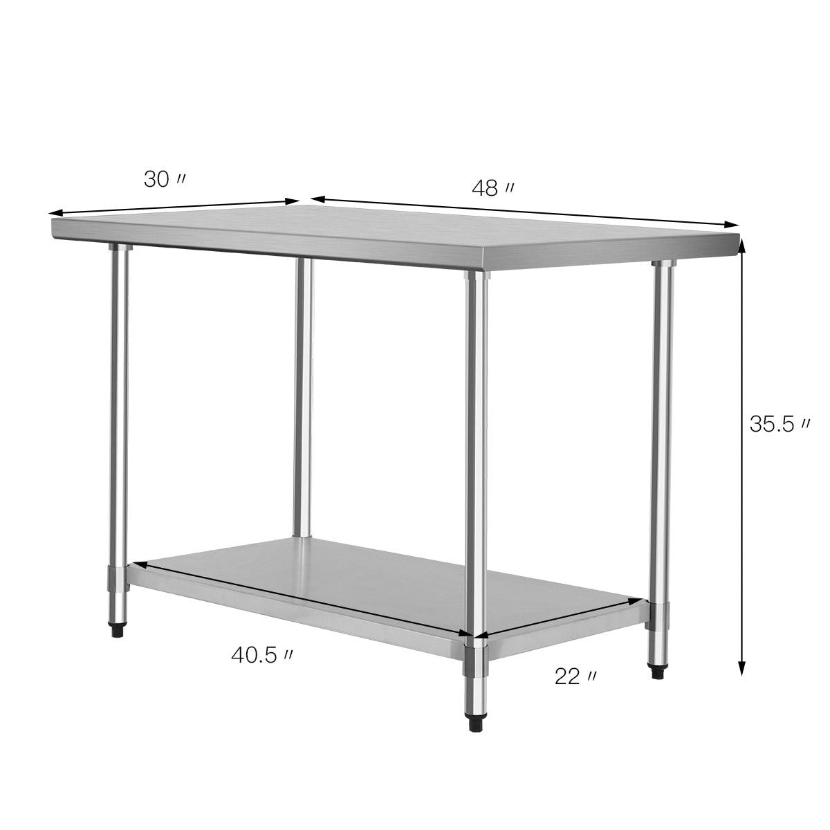 SUGIFT 30 x 48 Inch Stainless Steel Table Commercial Kitchen Worktable
