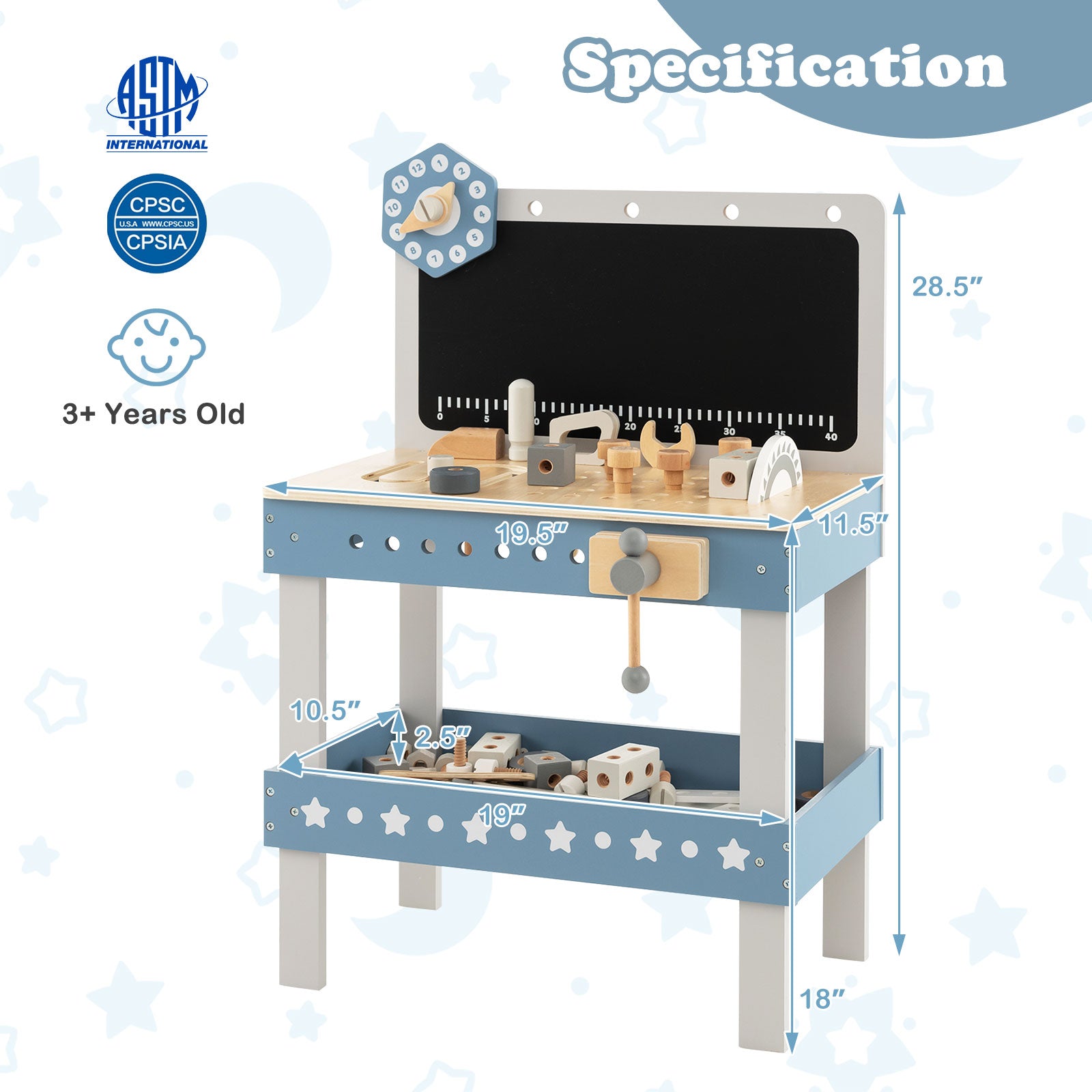 SUGIFT Kids Play Tool Workbench Set with 61 Pcs Tool and Parts Set