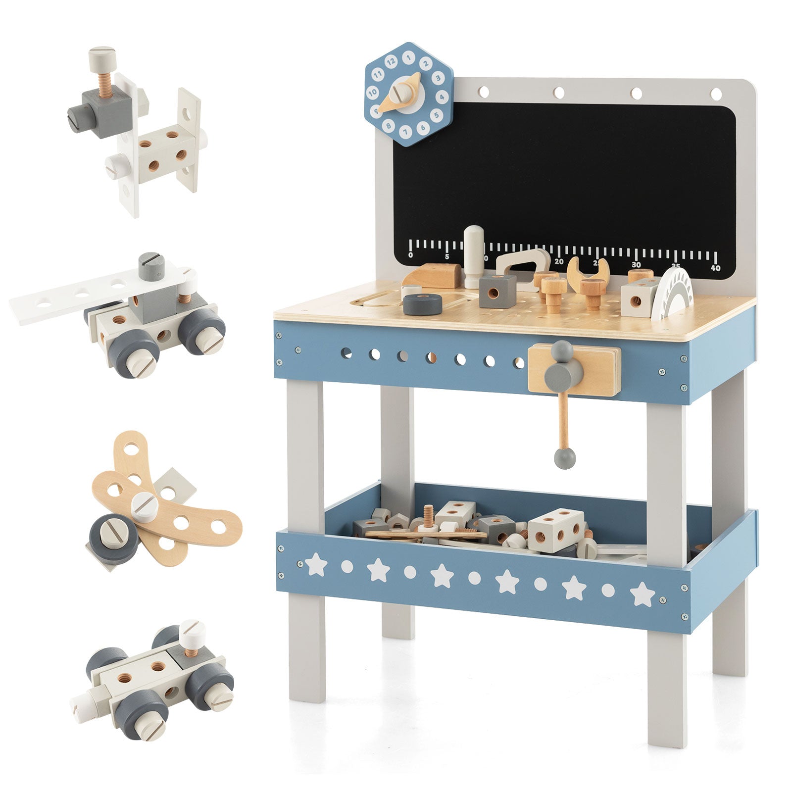 SUGIFT Kids Play Tool Workbench Set with 61 Pcs Tool and Parts Set