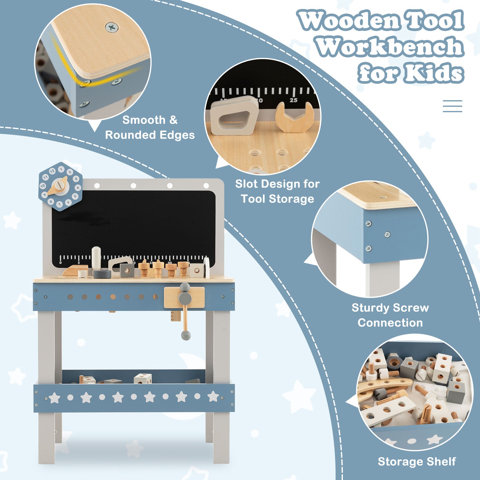 SUGIFT Kids Play Tool Workbench Set with 61 Pcs Tool and Parts Set