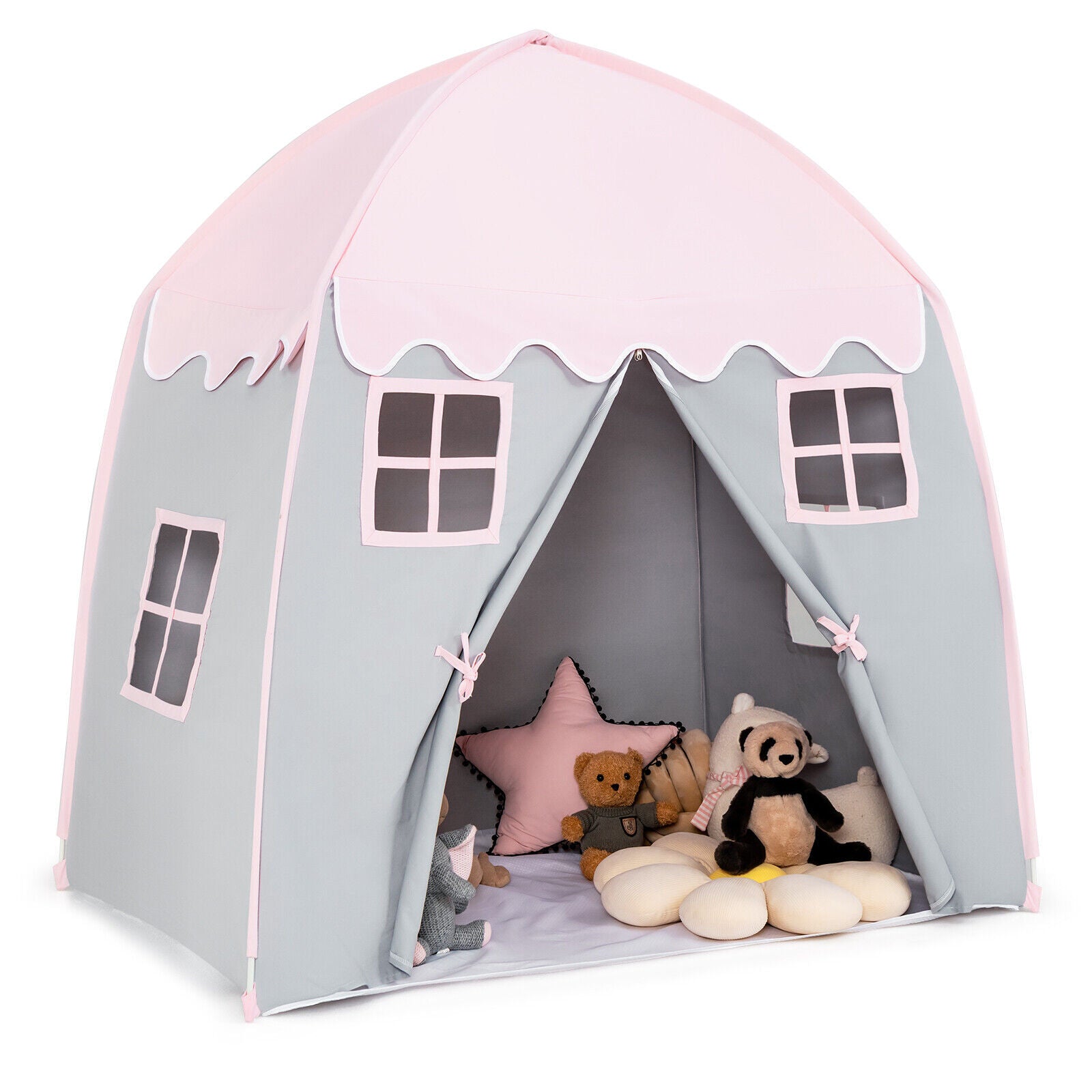 SUGIFT Pink Portable Indoor Kids Play Castle Tent