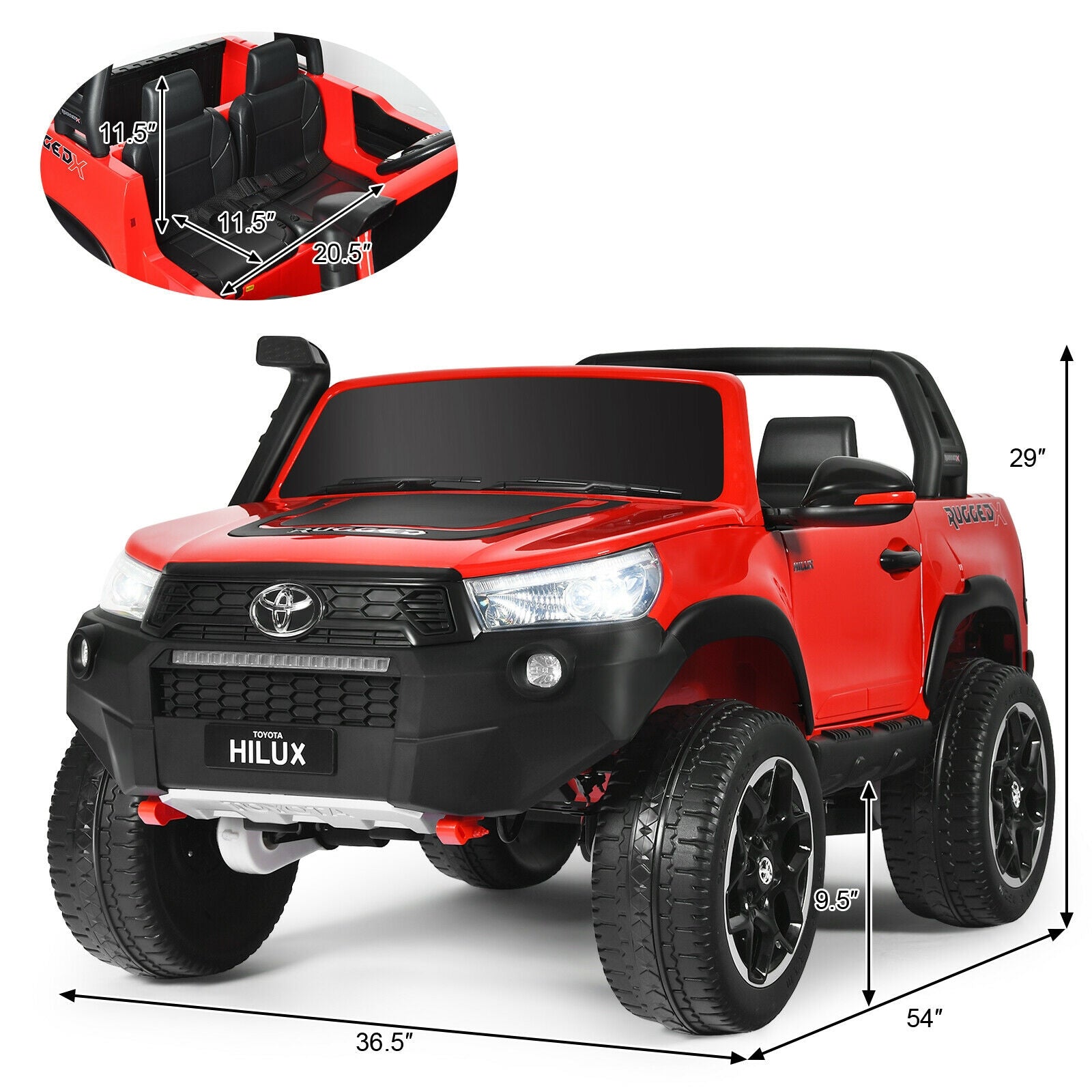 12V Licensed Toyota Hilux Ride On Truck Car 2-Seater 4WD with Remote