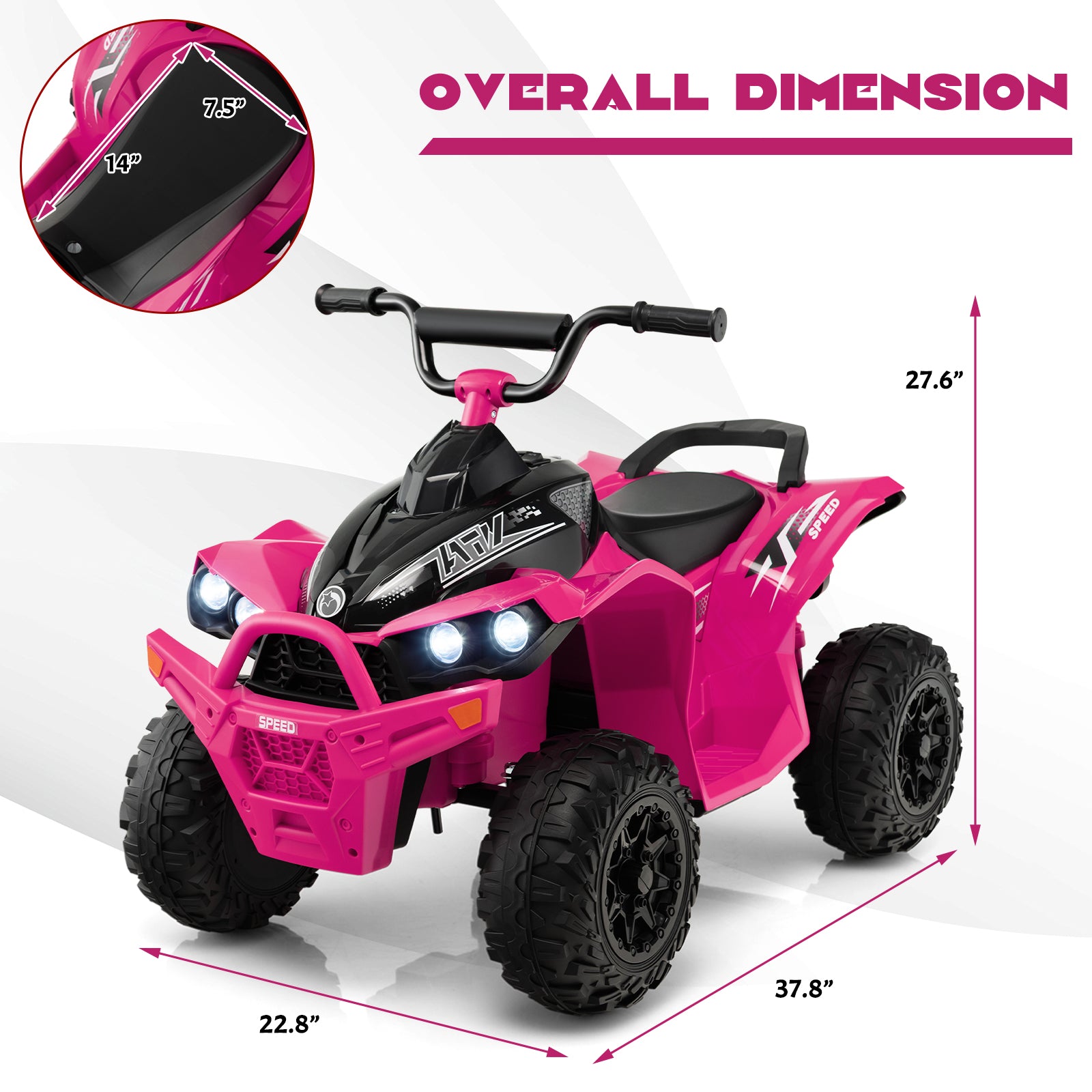 12V Kids Ride On ATV with High/Low Speed and Comfortable Seat