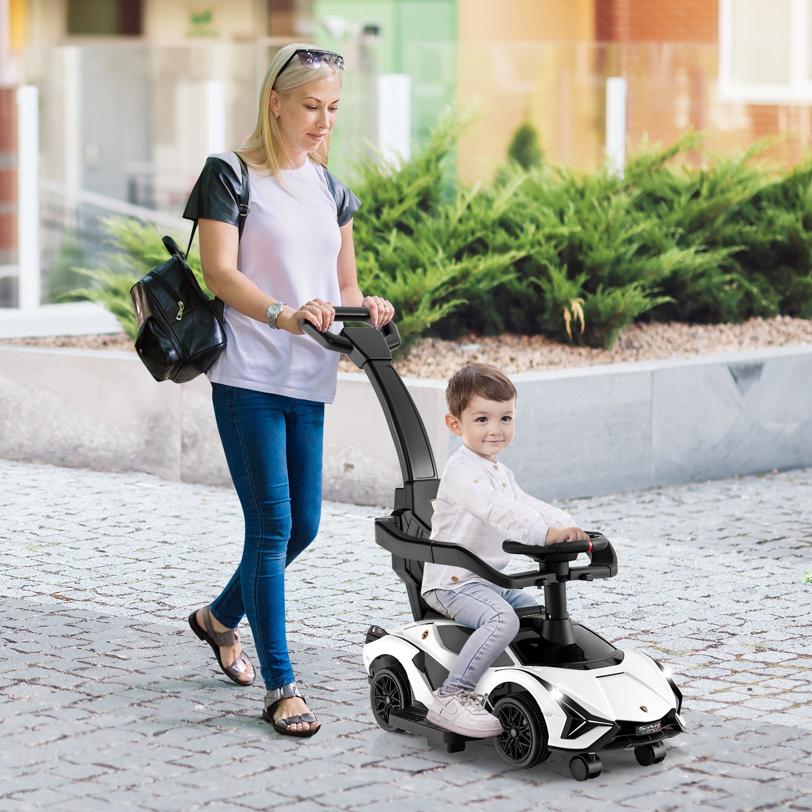 3 in 1 Licensed Lamborghini Ride Walking Toy Stroller
