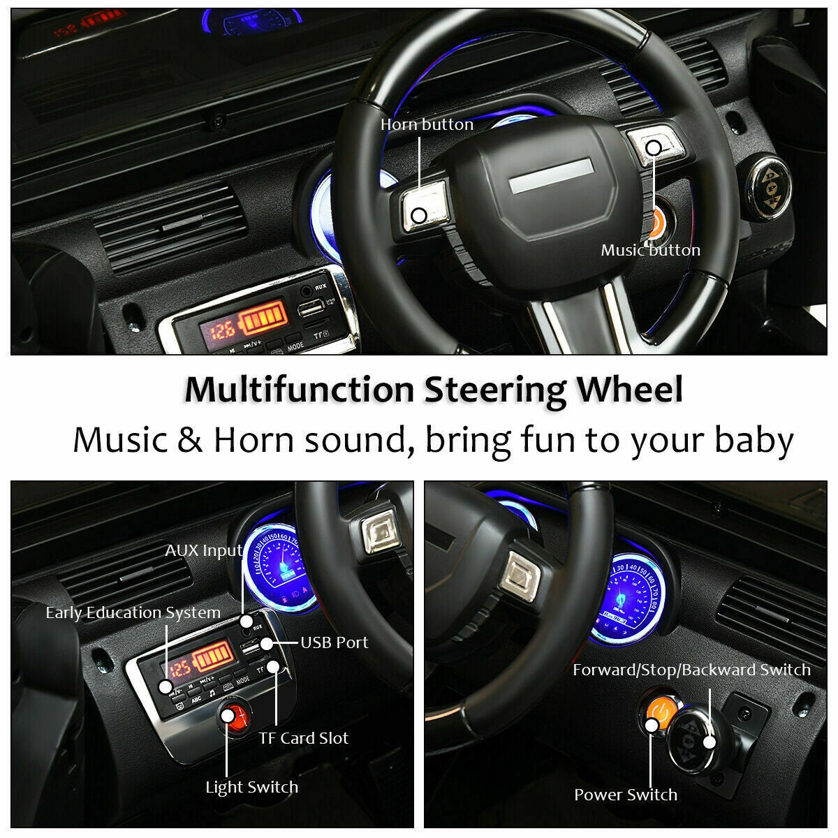 12V Electric Ride On Truck with Parental Remote Control and LED Lights