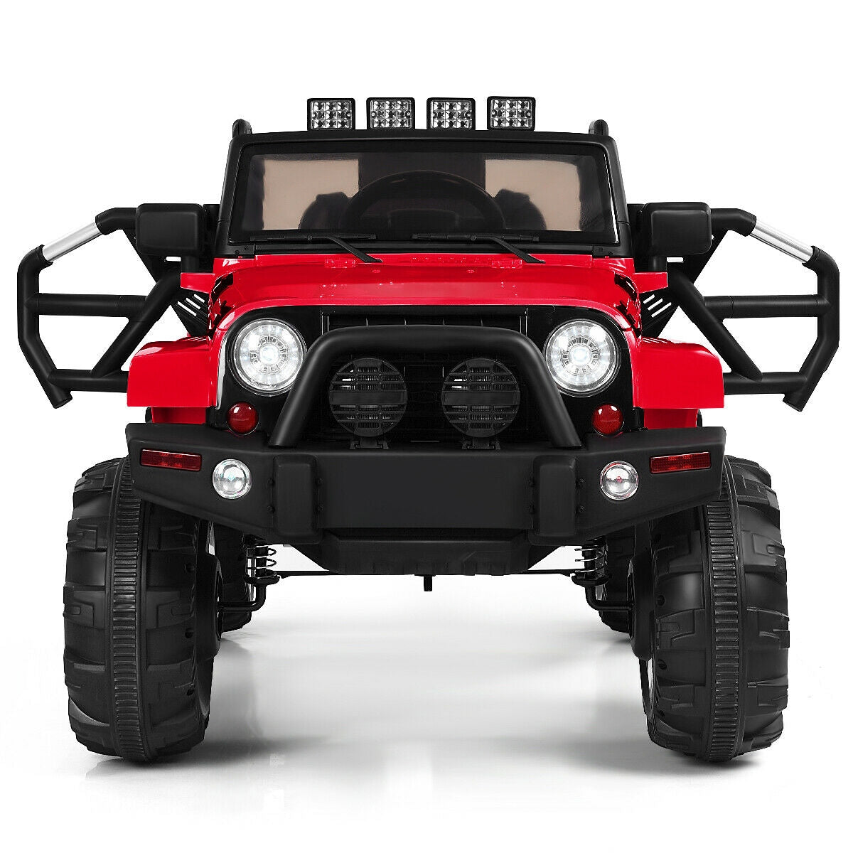 12V Electric Ride On Truck with Parental Remote Control and LED Lights, Red