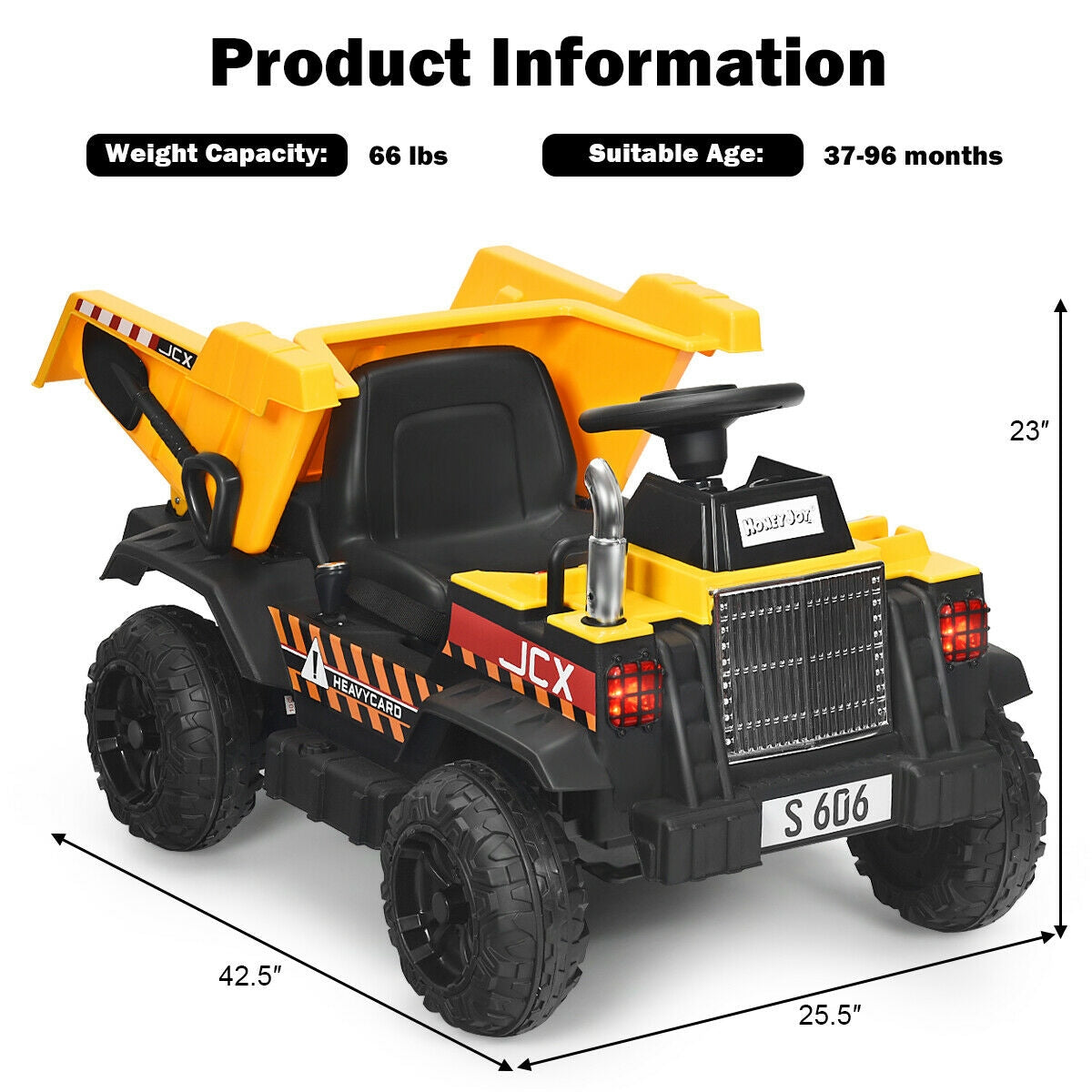 12V Kids Ride On Dump Truck with Electric Bucket and Dump Bed