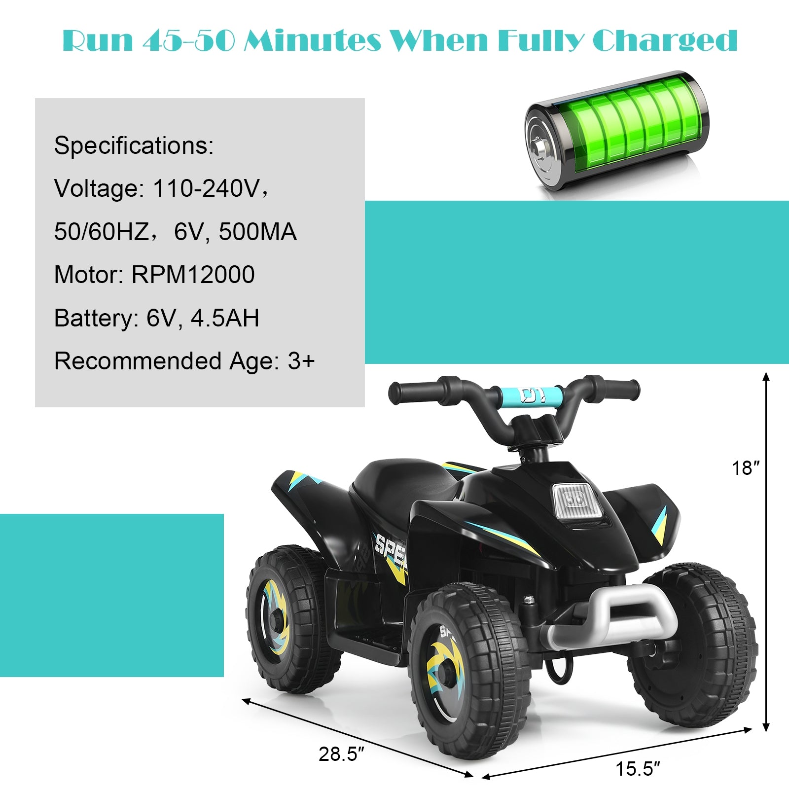 6V Kids Electric ATV 4 Wheels Ride-On Toy