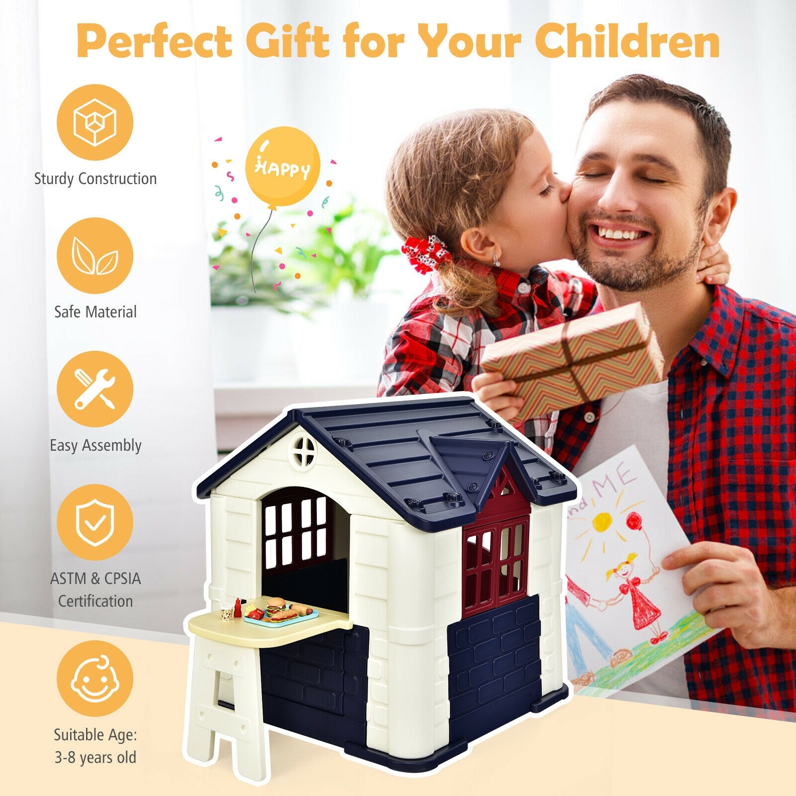 Kid¡¯s Playhouse Pretend Toy House For Boys and Girls 7 Pieces Toy Set