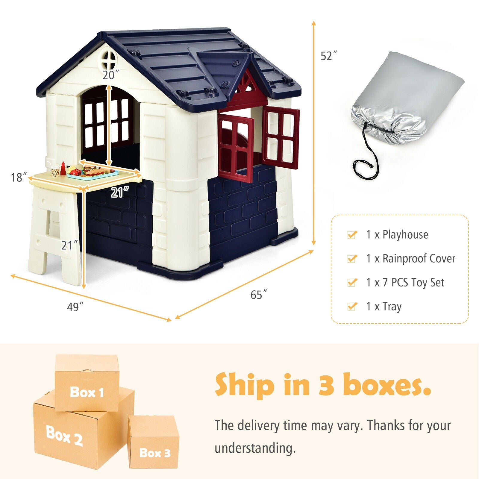 Kid¡¯s Playhouse Pretend Toy House For Boys and Girls 7 Pieces Toy Set